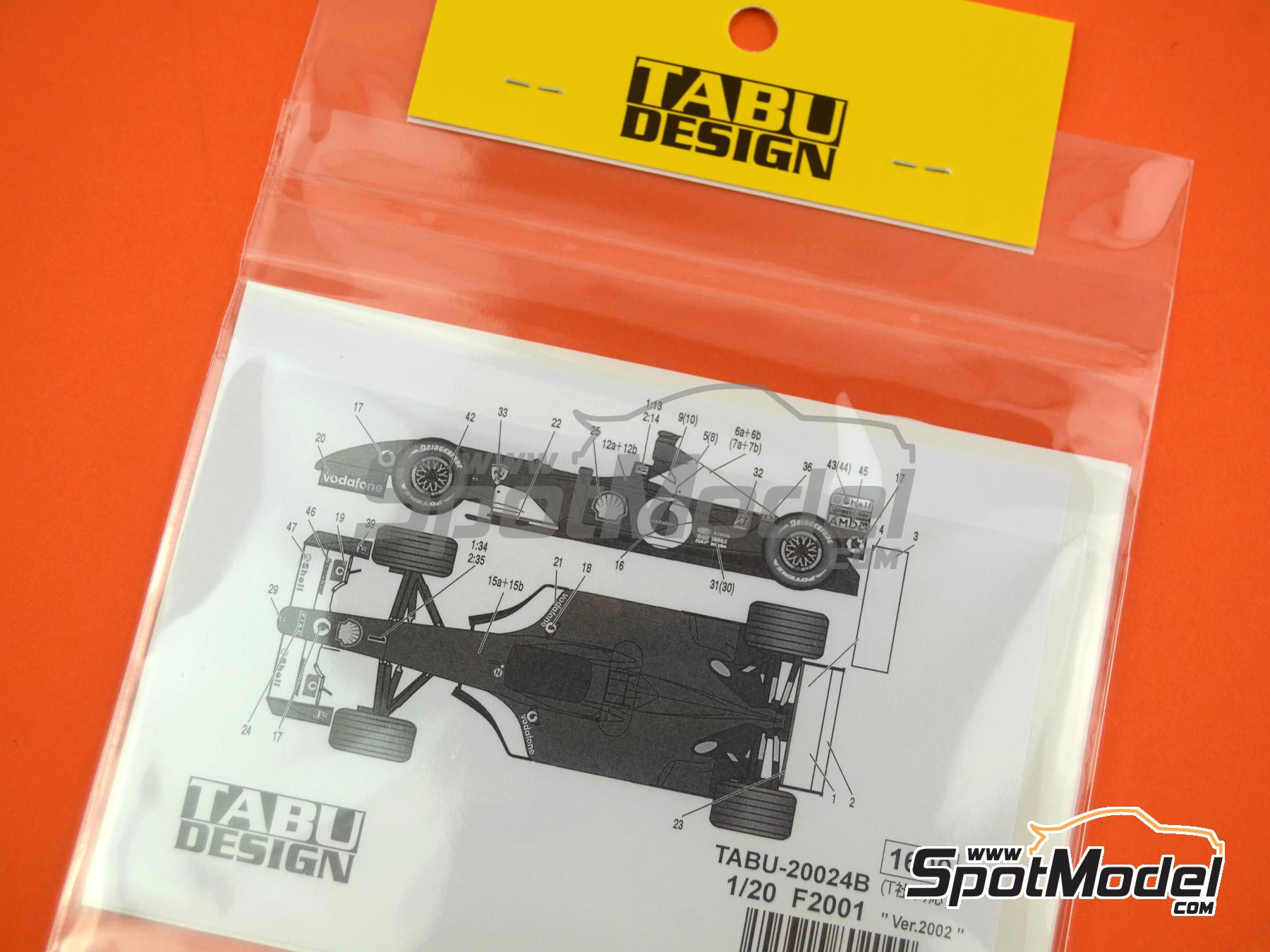 Image 4: Ferrari F2001 Scuderia Ferrari Marlboro Team - FIA Formula 1 World Championship 2002 | Marking / livery in 1/20 scale manufactured by Tabu Design (ref.&nbsp;TABU20024B, also 4545310802099)