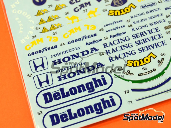 Image 3: Lotus Honda 99T Equipo Lotus patrocinado por Camel - Campeonato del Mundo FIA de Formula 1 1987 | Decoraci&oacute;n en escala&nbsp;1/20 fabricado por Tabu Design (ref.&nbsp;TABU20028E, tambien 4545310021377)