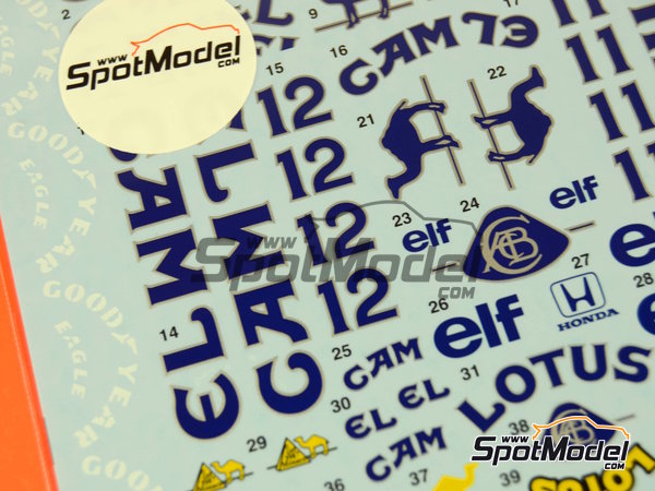 Image 5: Lotus Honda 99T Equipo Lotus patrocinado por Camel - Campeonato del Mundo FIA de Formula 1 1987 | Decoraci&oacute;n en escala&nbsp;1/20 fabricado por Tabu Design (ref.&nbsp;TABU20028E, tambien 4545310021377)