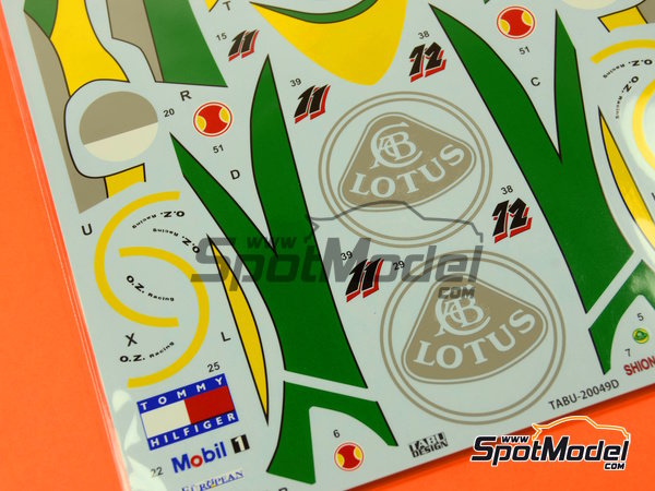 Image 4: Lotus Mugen-Honda 107C Equipo Lotus patrocinado por Hitachi - Campeonato del Mundo FIA de Formula 1 1994 | Decoraci&oacute;n en escala&nbsp;1/20 fabricado por Tabu Design (ref.&nbsp;TABU20049D, tambien 4545310010814)
