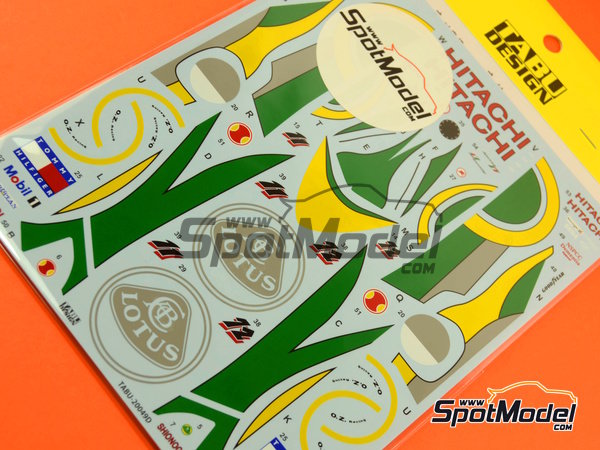 Image 5: Lotus Mugen-Honda 107C Equipo Lotus patrocinado por Hitachi - Campeonato del Mundo FIA de Formula 1 1994 | Decoraci&oacute;n en escala&nbsp;1/20 fabricado por Tabu Design (ref.&nbsp;TABU20049D, tambien 4545310010814)