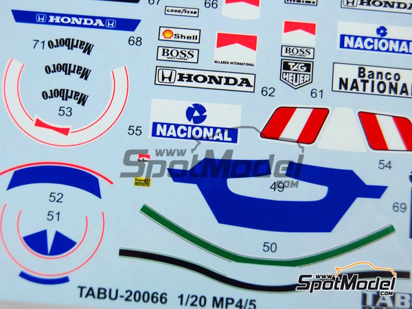 Image 4: McLaren Honda MP4/5 Equipo McLaren Racing Limited patrocinado por Marlboro - Campeonato del Mundo FIA de Formula 1 1989 | Decoraci&oacute;n en escala&nbsp;1/20 fabricado por Tabu Design (ref.&nbsp;TABU20066, tambien 4545310802280)