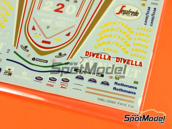 Image 2: Williams Renault FW16 Williams Grand Prix Engineering Team sponsored by Rothmans - FIA Formula 1 World Championship 1994 | Marking / livery in 1/20 scale manufactured by Tabu Design (ref.&nbsp;TABU20069, also 4545310802310)