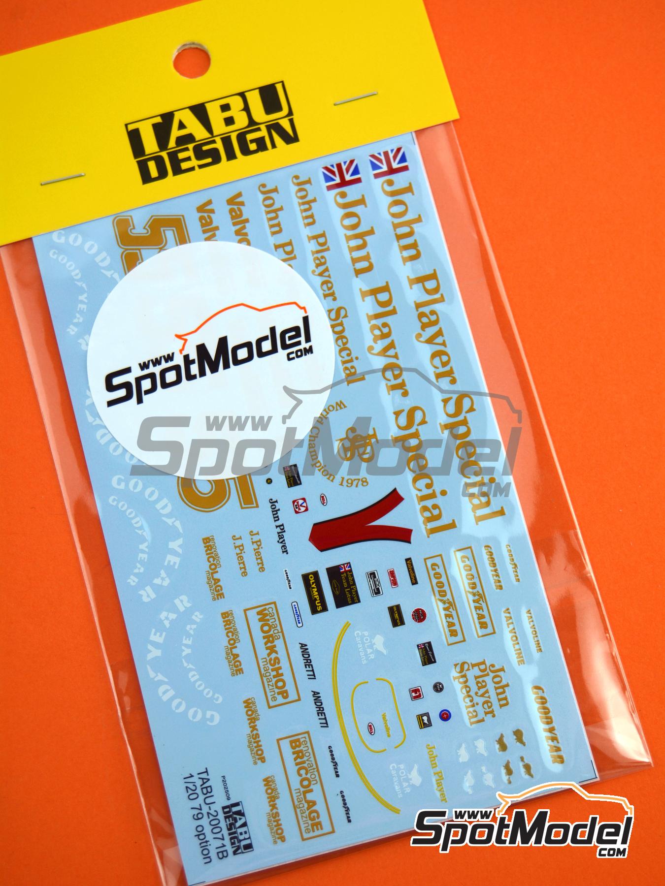 TABUデザイン 1/20 ロータス Type79 デカール TABU-20076 ハセガワ用　PM04 タブデザイン 1⁄20 ロータス タイプ79 オプションデカール タミヤ対応