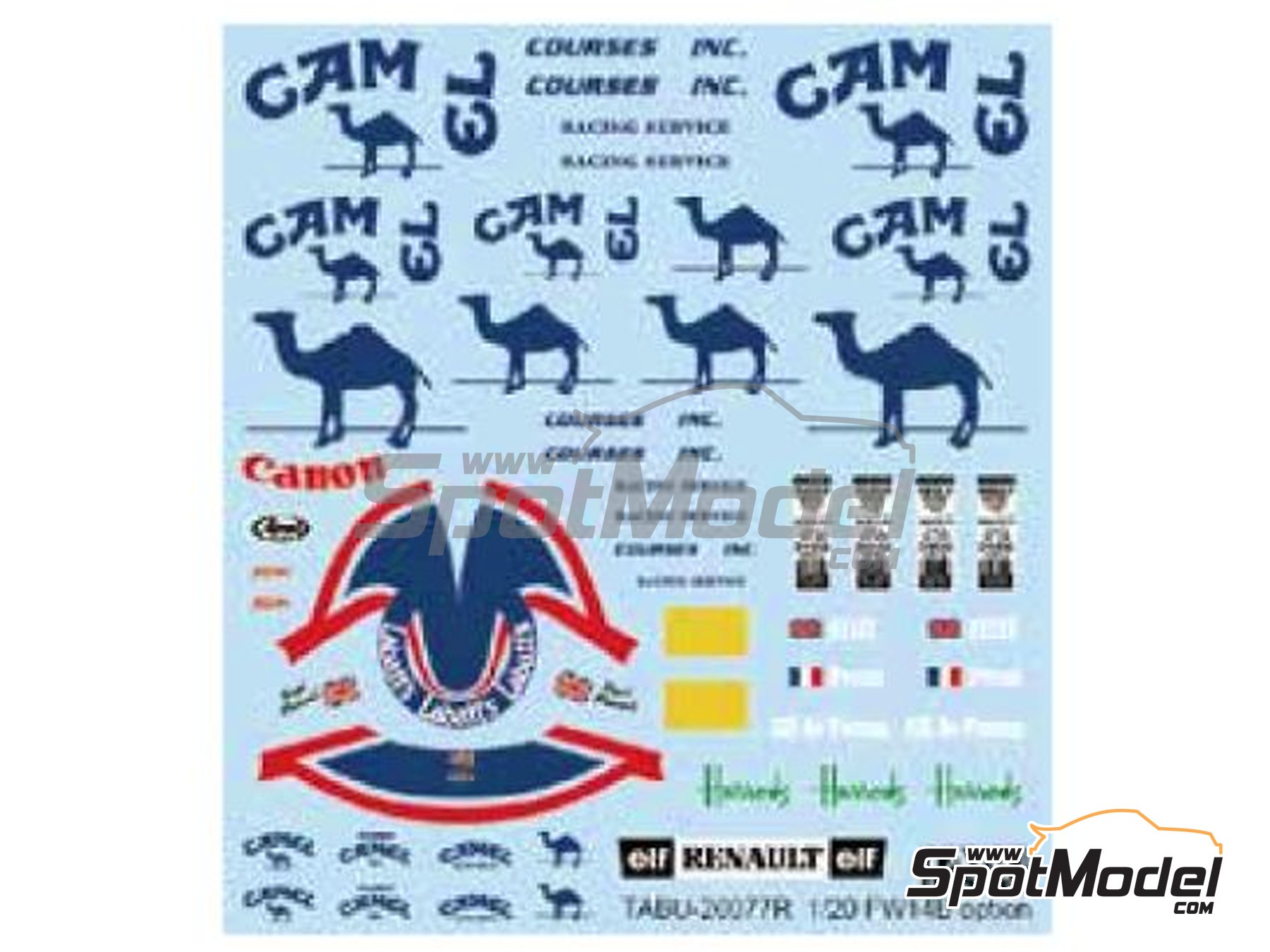 Image 1: Williams Renault FW14B Equipo Williams Grand Prix Engineering patrocinado por Camel - Campeonato del Mundo FIA de Formula 1 1992 | Decoraci&oacute;n en escala&nbsp;1/20 fabricado por Tabu Design (ref.&nbsp;TABU20077R, tambien 4545310019473)