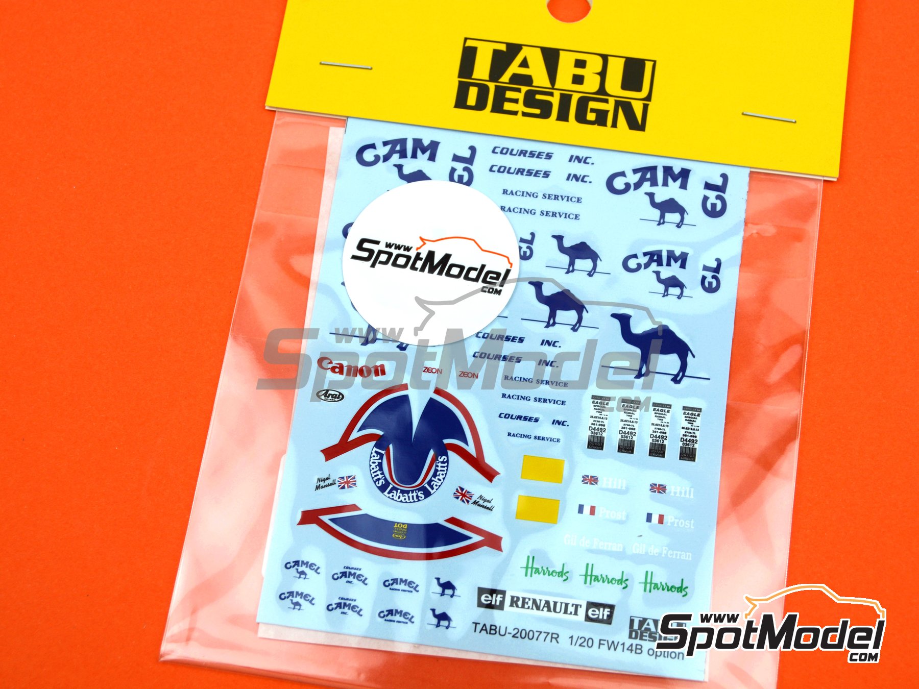 Image 2: Williams Renault FW14B Equipo Williams Grand Prix Engineering patrocinado por Camel - Campeonato del Mundo FIA de Formula 1 1992 | Decoraci&oacute;n en escala&nbsp;1/20 fabricado por Tabu Design (ref.&nbsp;TABU20077R, tambien 4545310019473)