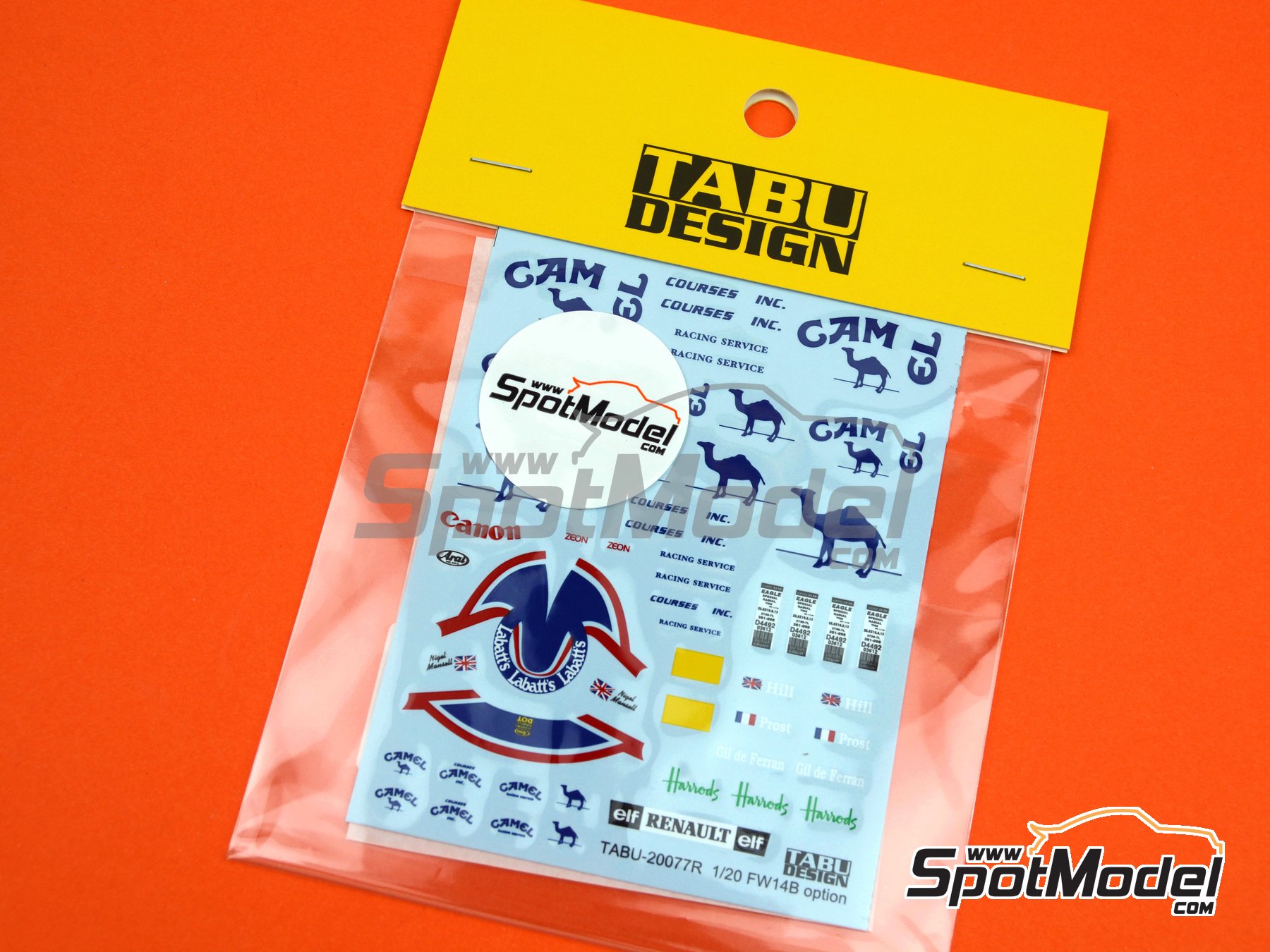 Image 6: Williams Renault FW14B Equipo Williams Grand Prix Engineering patrocinado por Camel - Campeonato del Mundo FIA de Formula 1 1992 | Decoraci&oacute;n en escala&nbsp;1/20 fabricado por Tabu Design (ref.&nbsp;TABU20077R, tambien 4545310019473)