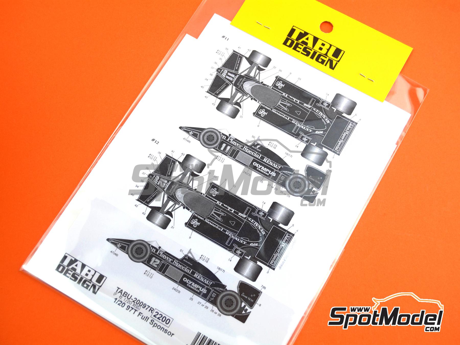 Image 2: Lotus Renault Type 97T Equipo Lotus patrocinado por John Player Special - Campeonato del Mundo de F1 1985 | Decoraci&oacute;n en escala&nbsp;1/20 fabricado por Tabu Design (ref.&nbsp;TABU20097R, tambien 4545310019695)