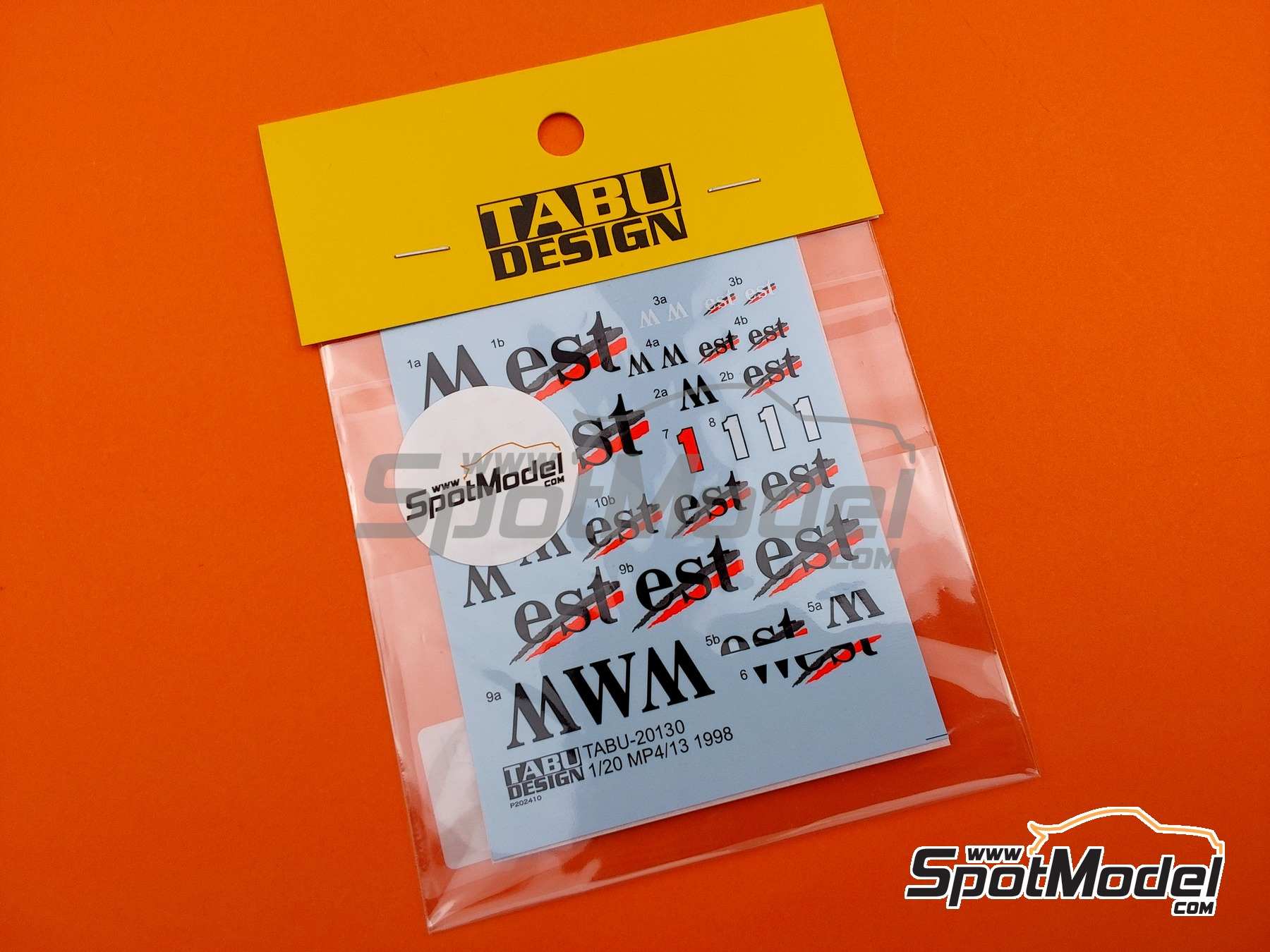 Image 2: McLaren Mercedes MP4/13 McLaren Racing Limited Team sponsored by West - FIA Formula 1 World Championship 1998 | Marking / livery in 1/20 scale manufactured by Tabu Design (ref. TABU20130, also 4545310008187)