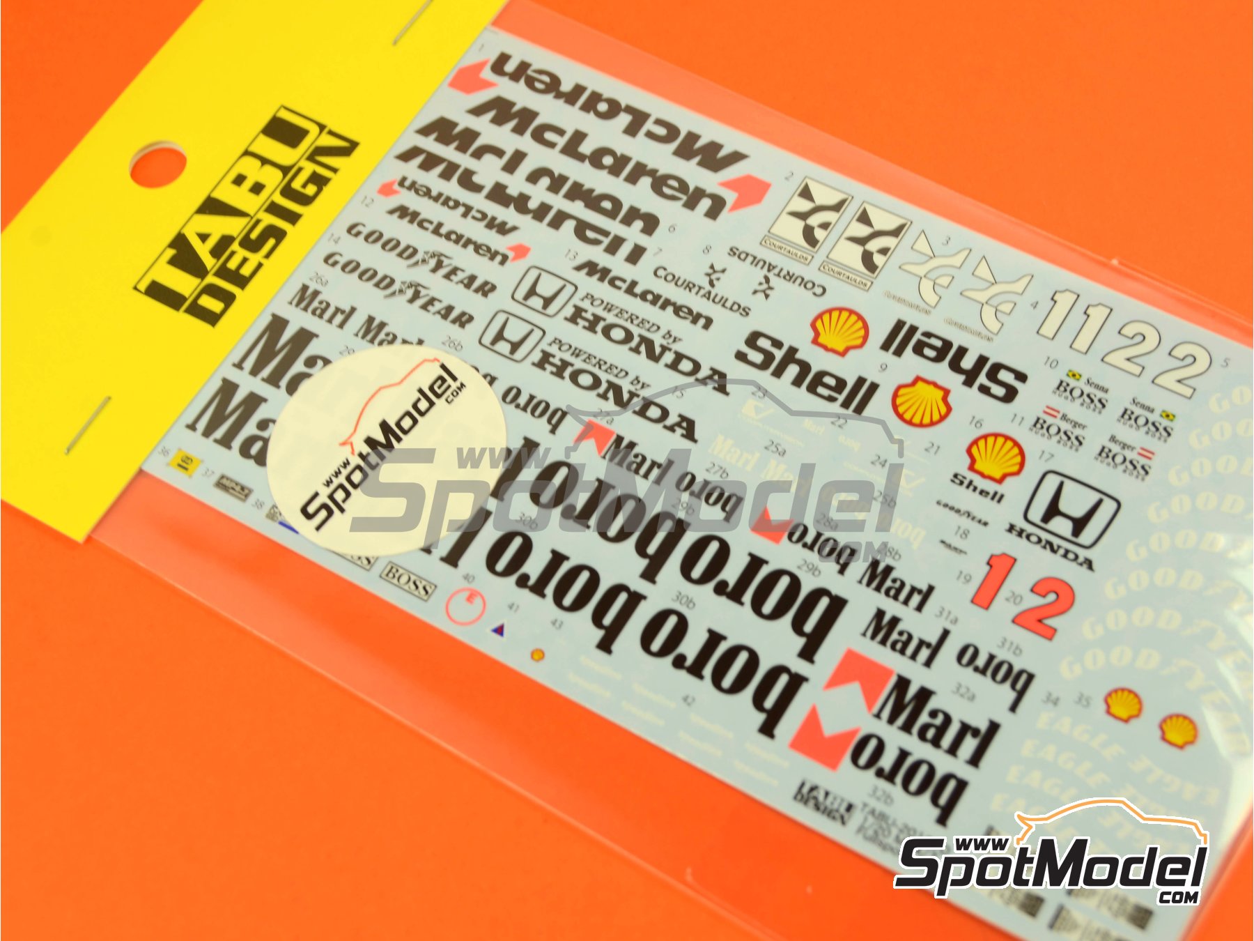 Image 5: McLaren Honda MP4/7 McLaren Racing Limited Team sponsored by Marlboro Shell - FIA Formula 1 World Championship 1992 | Marking / livery in 1/20 scale manufactured by Tabu Design (ref.&nbsp;TABU20131D, also 4545310010784)