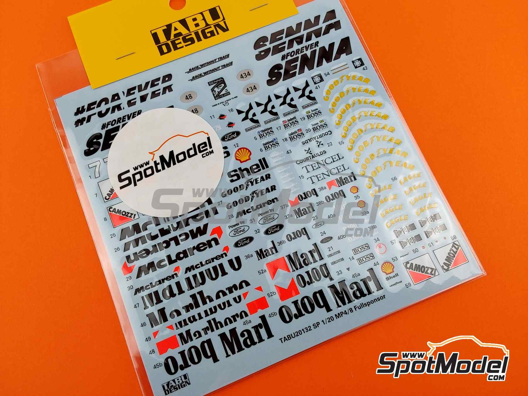 Image 1: McLaren Ford MP4/8 McLaren Racing Limited Team sponsored by Marlboro - FIA Formula 1 World Championship 1993 | Marking / livery in 1/20 scale manufactured by Tabu Design (ref. TABU20132SP, also 4545310021247)