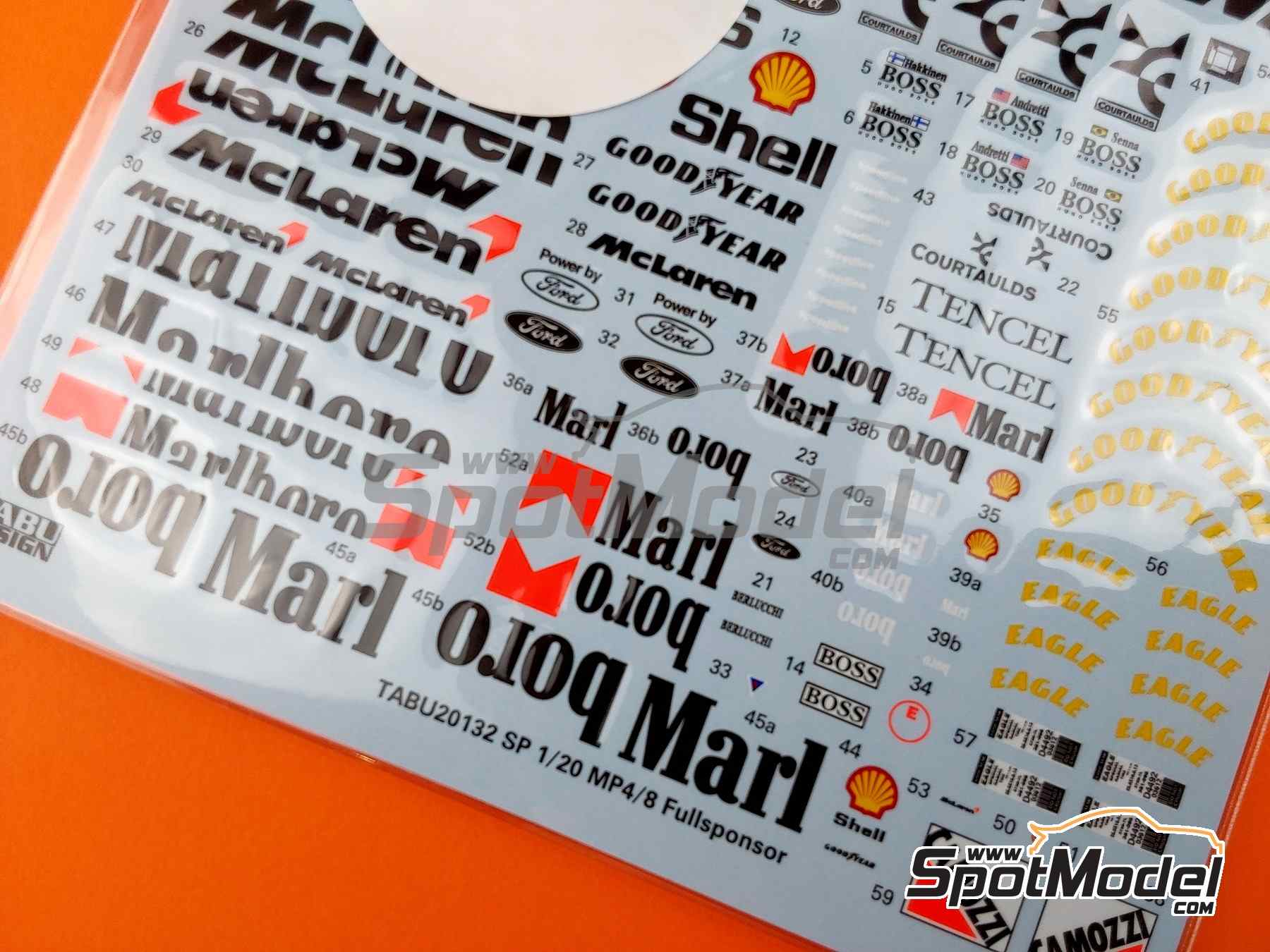 Image 2: McLaren Ford MP4/8 McLaren Racing Limited Team sponsored by Marlboro - FIA Formula 1 World Championship 1993 | Marking / livery in 1/20 scale manufactured by Tabu Design (ref. TABU20132SP, also 4545310021247)