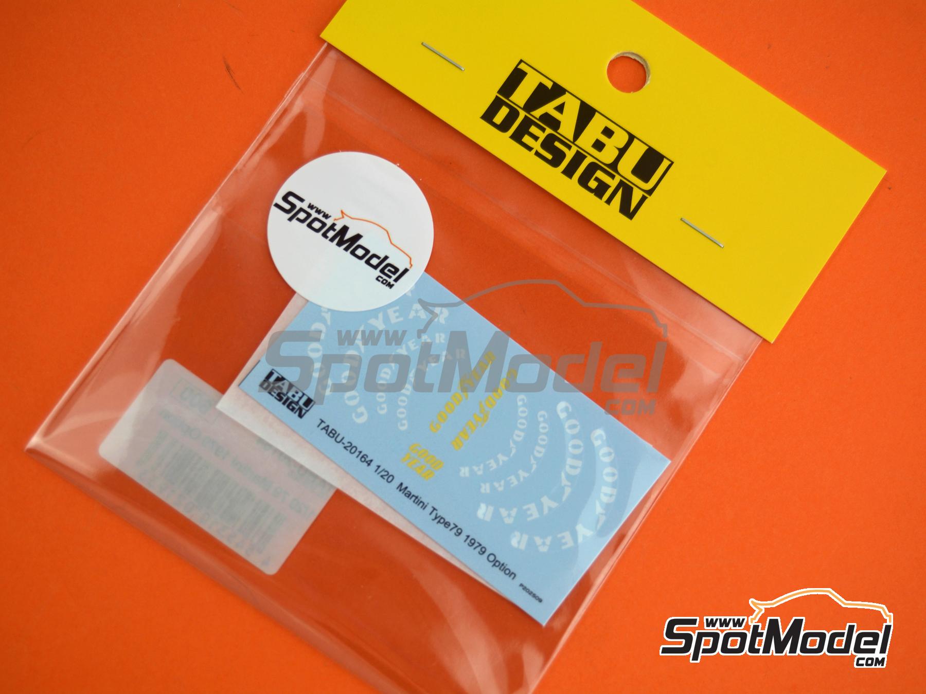 Image 2: Lotus Ford Type 79 sponsored by Goodyear -  1979 | Logotypes in 1/20 scale manufactured by Tabu Design (ref.&nbsp;TABU20164, also 4545310021933)