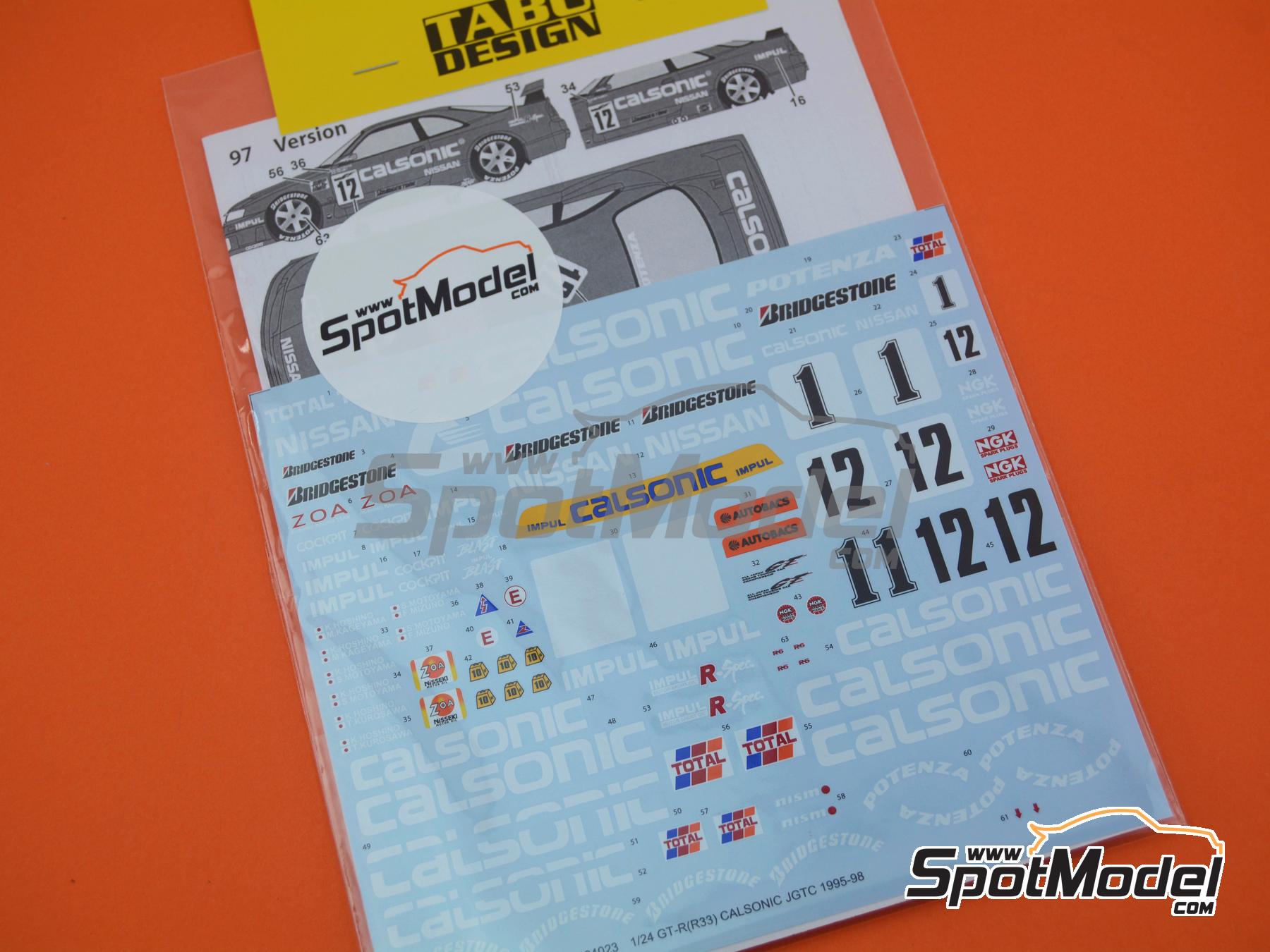 Image 1: Nissan Skyline GT-R R33 Impul Team sponsored by Calsonic - Japan GT Championship JGTC 1995-1998 | Marking / livery in 1/24 scale manufactured by Tabu Design (ref.&nbsp;TABU24023, also 4545310001935)