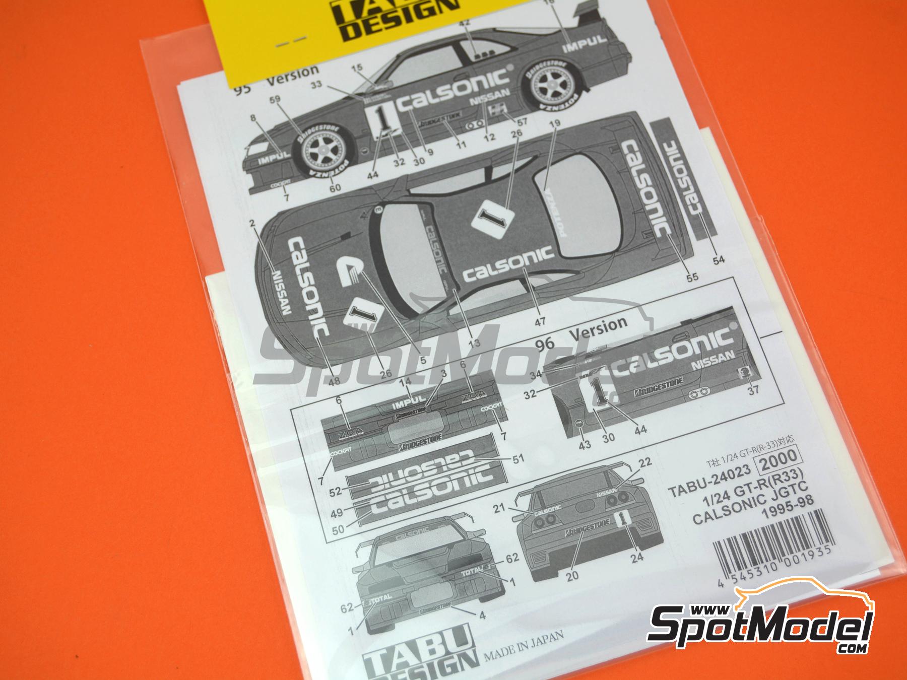 Image 2: Nissan Skyline GT-R R33 Impul Team sponsored by Calsonic - Japan GT Championship JGTC 1995-1998 | Marking / livery in 1/24 scale manufactured by Tabu Design (ref.&nbsp;TABU24023, also 4545310001935)