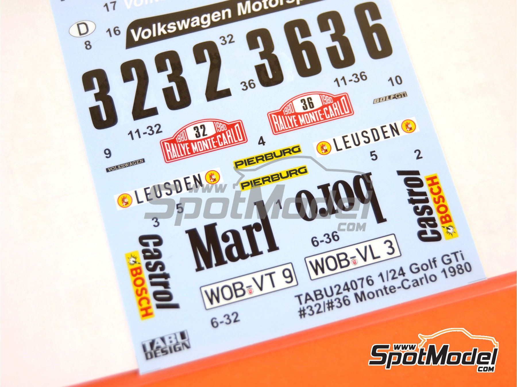 Image 3: Volkswagen Golf Mk I GTI sponsored by Marlboro - Monte Carlo Rally - Rallye Automobile de Monte-Carlo 1980 | Marking / livery in 1/24 scale manufactured by Tabu Design (ref.&nbsp;TABU24076, also 4545310013457)