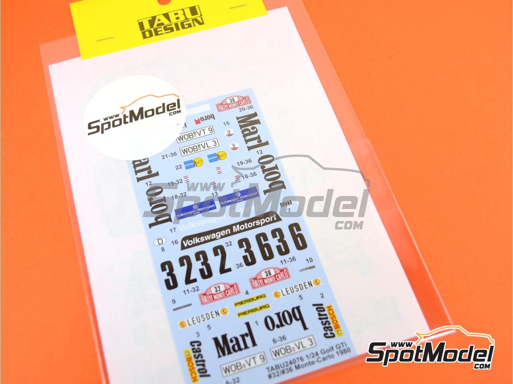 Image 4: Volkswagen Golf Mk I GTI sponsored by Marlboro - Monte Carlo Rally - Rallye Automobile de Monte-Carlo 1980 | Marking / livery in 1/24 scale manufactured by Tabu Design (ref.&nbsp;TABU24076, also 4545310013457)