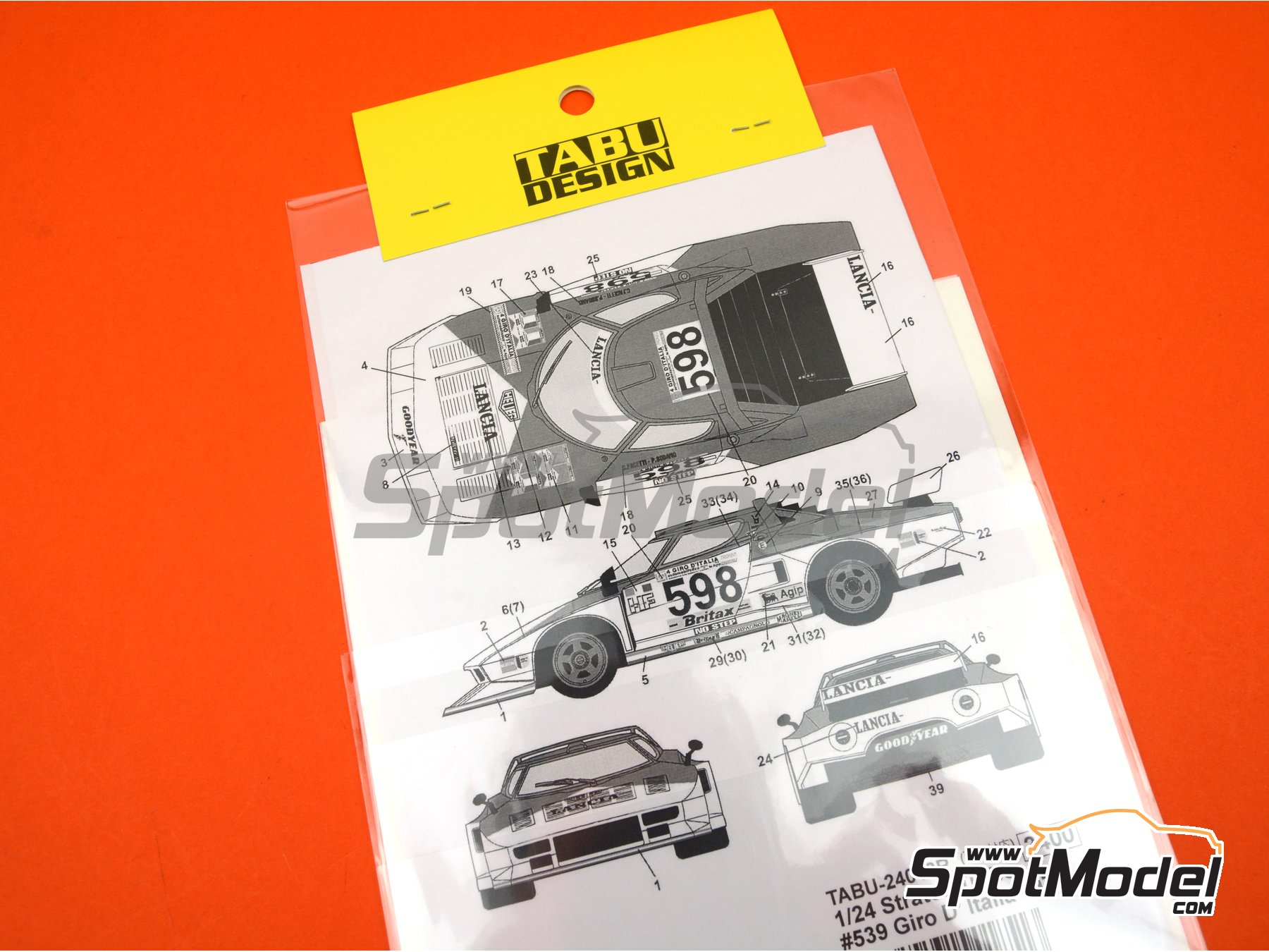 Image 7: Lancia Stratos Turbo patrocinado por Marlboro - Giro d'Italia Automobilistico, Campeonato del mundo de Marcas 1976 | Decoraci&oacute;n en escala&nbsp;1/24 fabricado por Tabu Design (ref.&nbsp;TABU24018R, tambien 4545310018513 y TABU2418R)