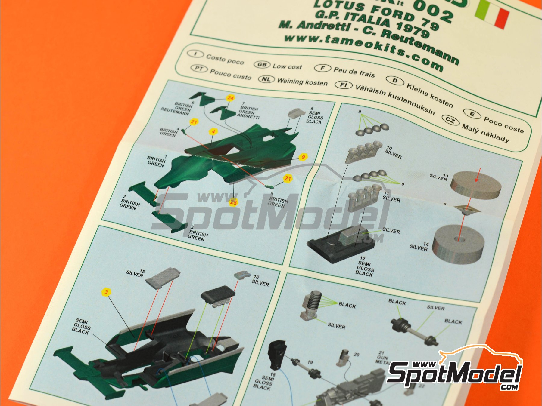 Image 8: Lotus Ford Type 79 Equipo Lotus patrocinado por Martini Essex - Gran Premio de Fórmula 1 de Italia 1979 | Maqueta de coche en escala 1/43 fabricado por Tameo Kits (ref. CPK002)