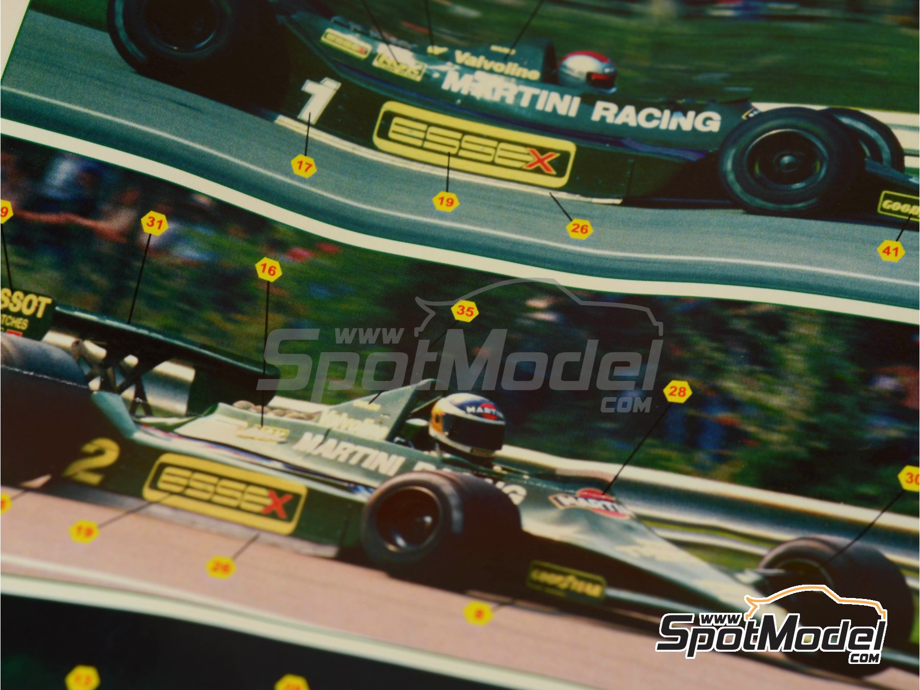 Image 11: Lotus Ford Type 79 Equipo Lotus patrocinado por Martini Essex - Gran Premio de Fórmula 1 de Italia 1979 | Maqueta de coche en escala 1/43 fabricado por Tameo Kits (ref. CPK002)