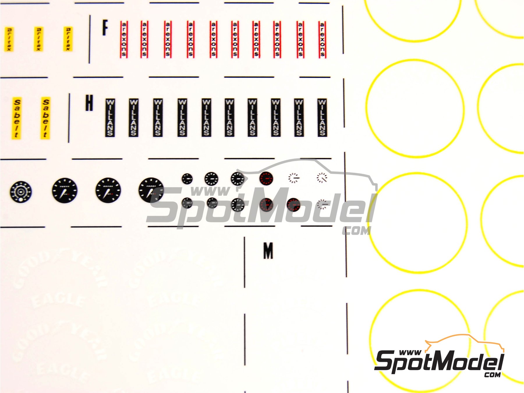Image 7: Sparco, OMP, Ipra, Behr, Britax, Sabelt, Arexons, Willans, Firestone, Goodyear | Logotipos en escala&nbsp;1/43 fabricado por Tameo Kits (ref.&nbsp;DG01)
