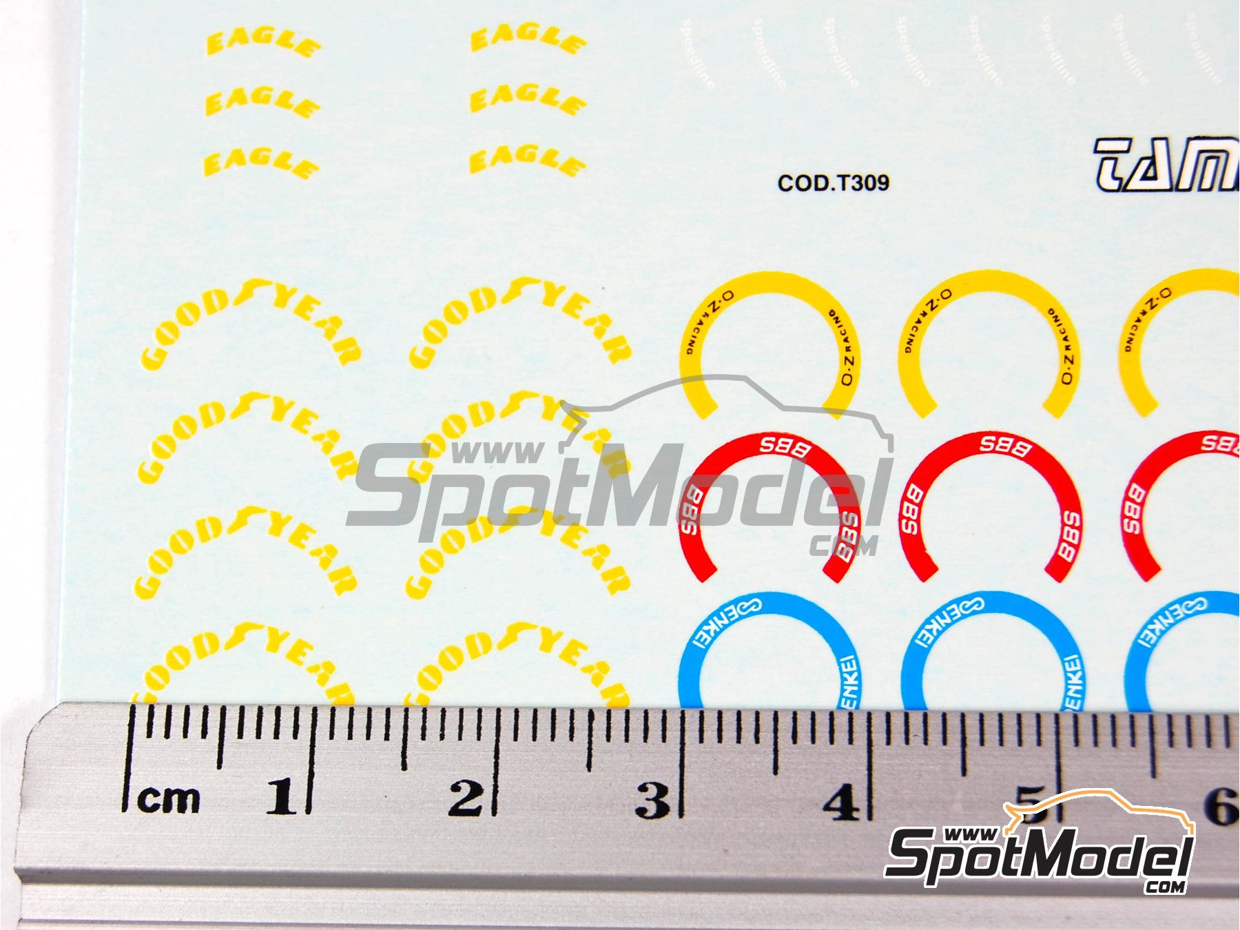 Image 3: Logotipos de Goodyear Eagle, BBS, Enkei, OZ Racing para neumaticos de F1 | Calcas de agua en escala&nbsp;1/43 fabricado por Tameo Kits (ref.&nbsp;DG04)