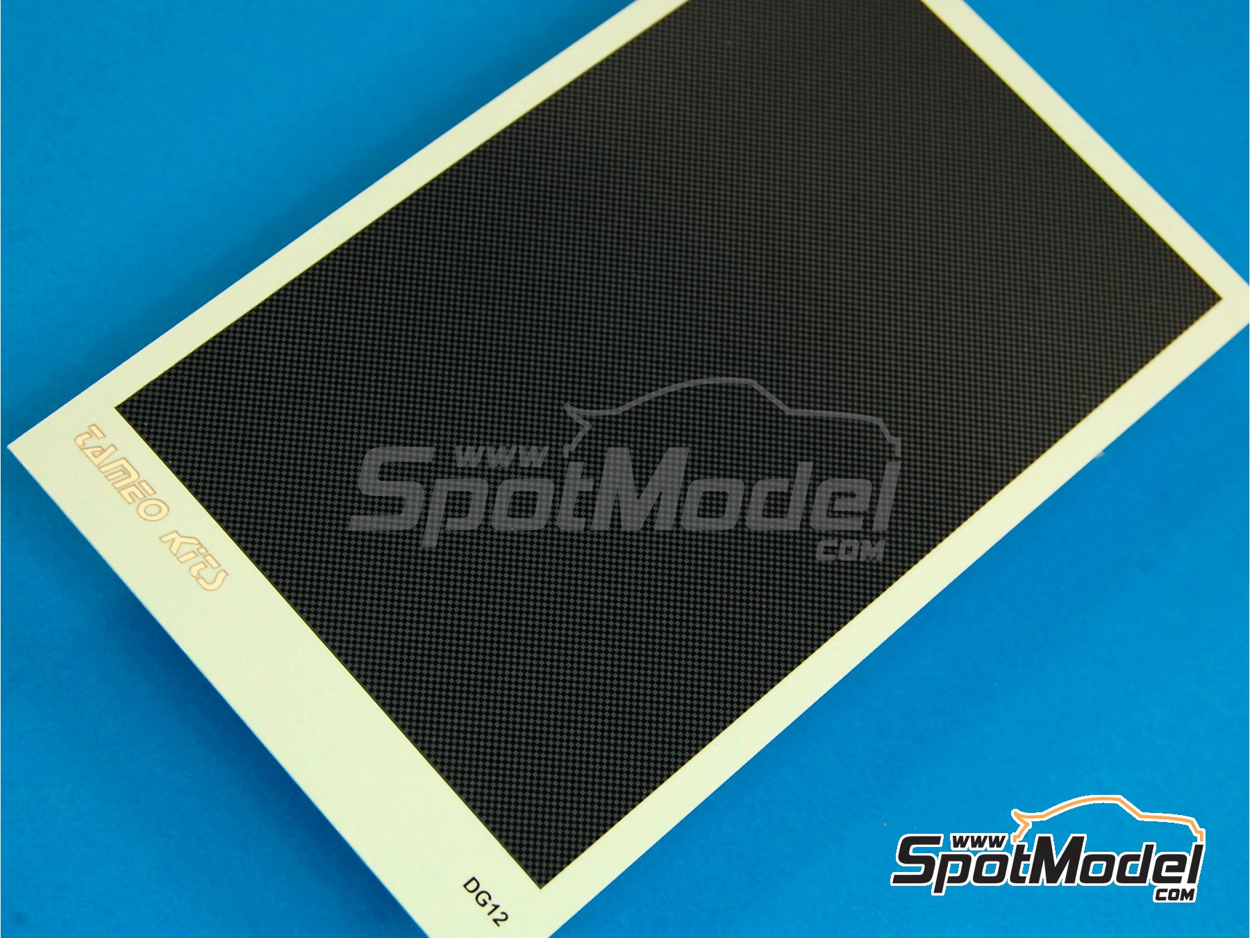 Image 1: Black checkered carbon fiber 70x110mm | Carbon fiber decal in 1/43 scale manufactured by Tameo Kits (ref. DG12)