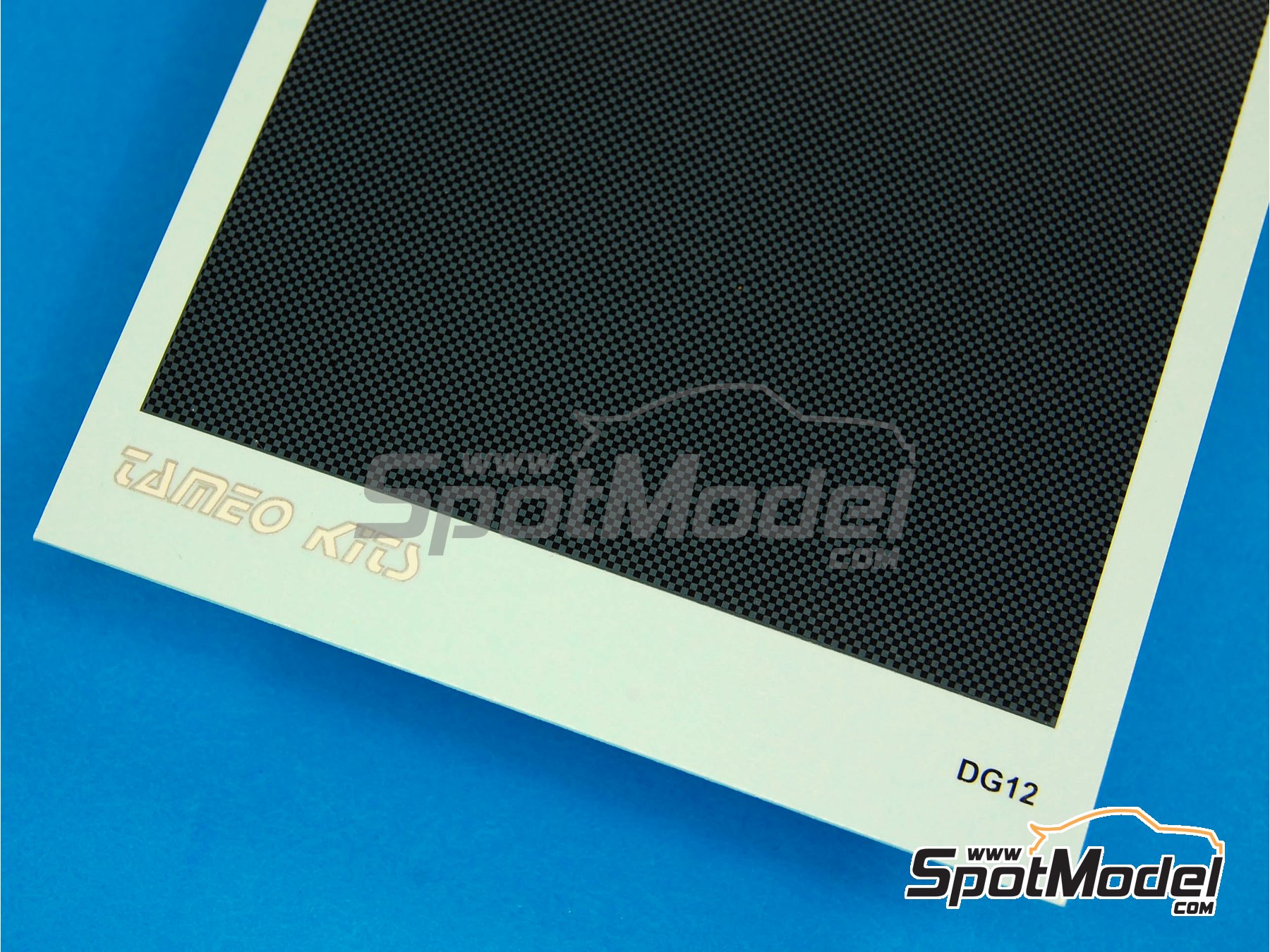 Image 2: Black checkered carbon fiber 70x110mm | Carbon fiber decal in 1/43 scale manufactured by Tameo Kits (ref. DG12)