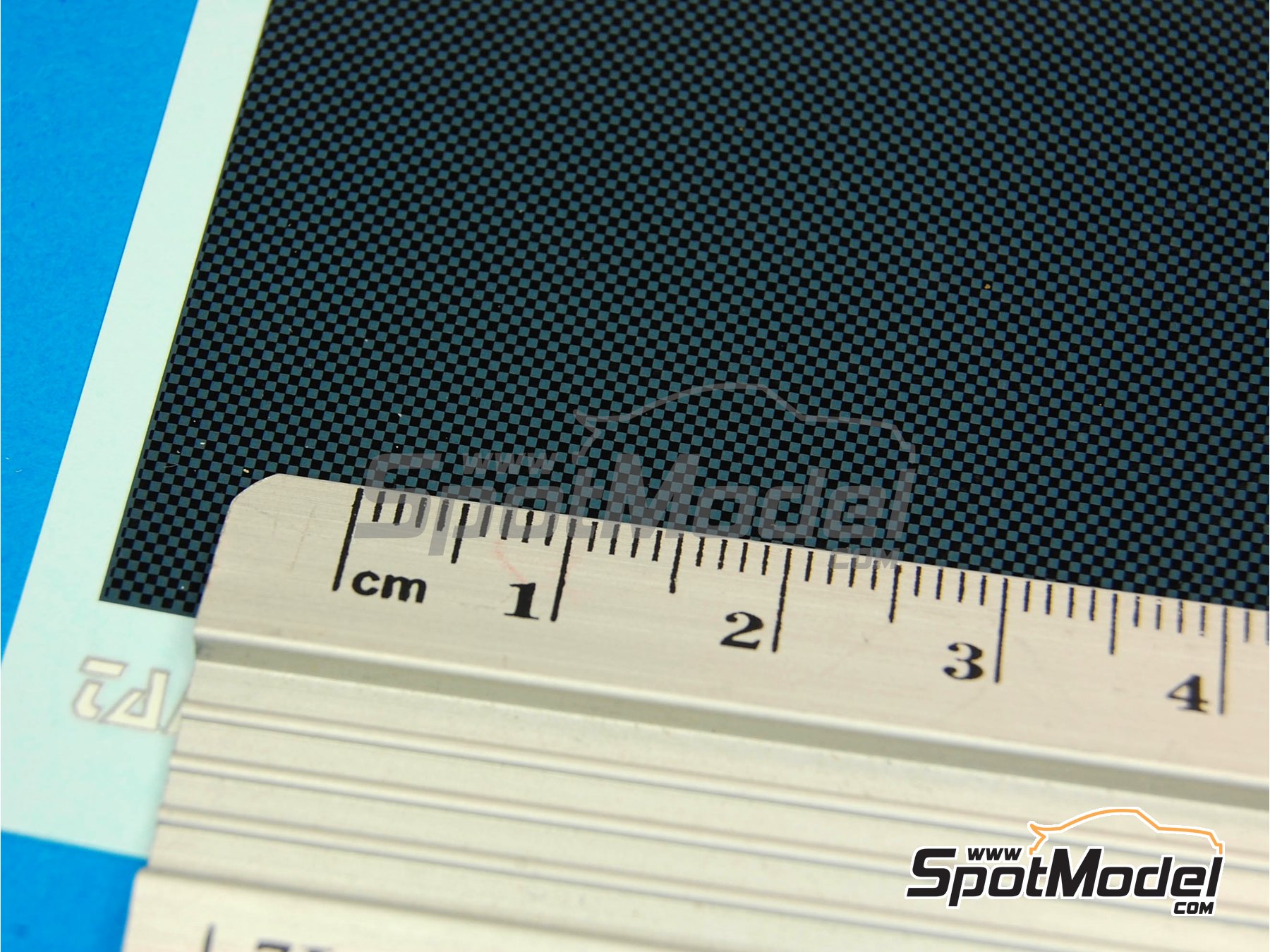 Image 3: Black checkered carbon fiber 70x110mm | Carbon fiber decal in 1/43 scale manufactured by Tameo Kits (ref. DG12)