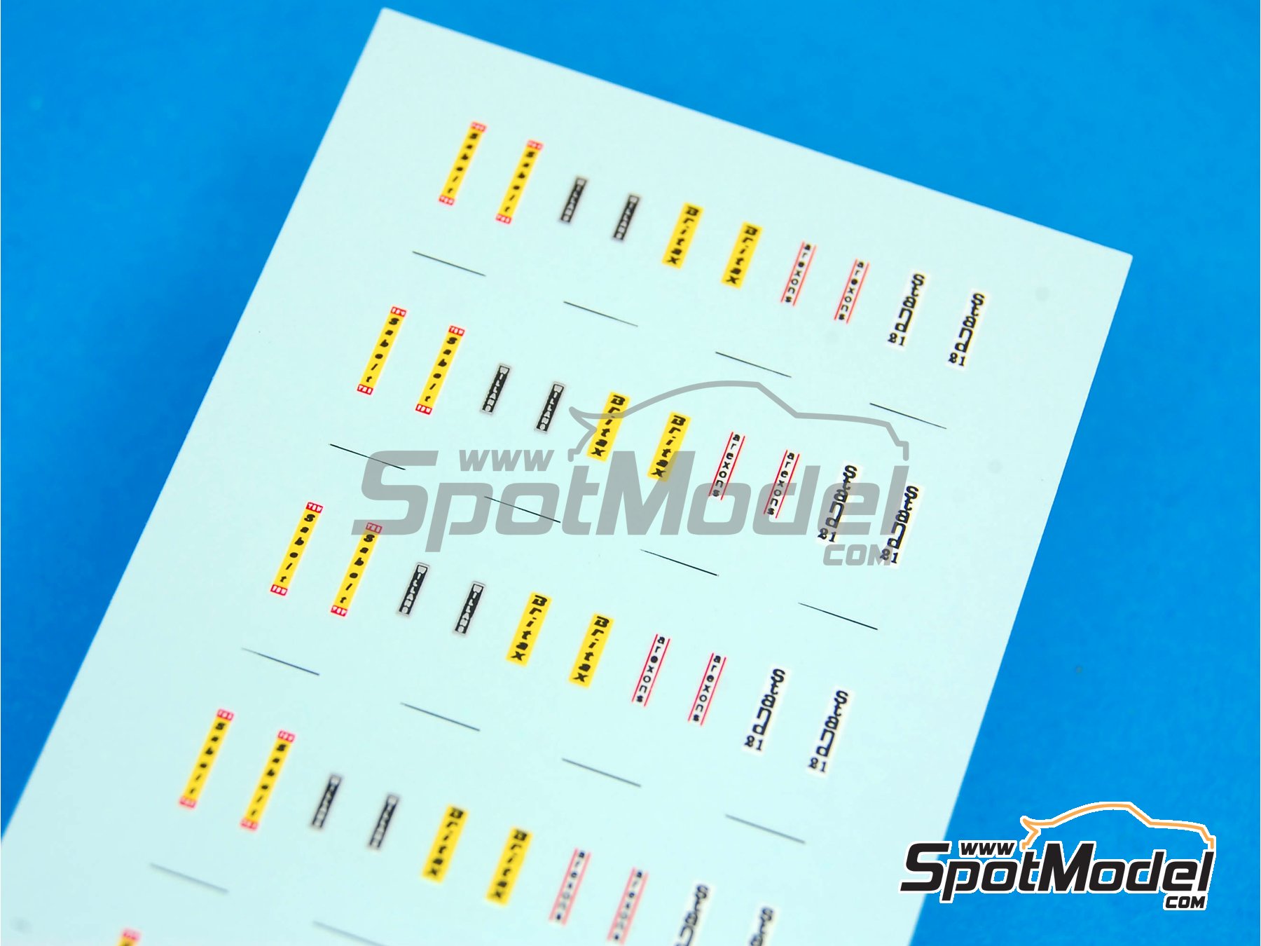 Image 1: Seatbelt sponsors: Britax, Willans, stand21, Arexons | Logotypes in 1/43 scale manufactured by Tameo Kits (ref.&nbsp;DG19)