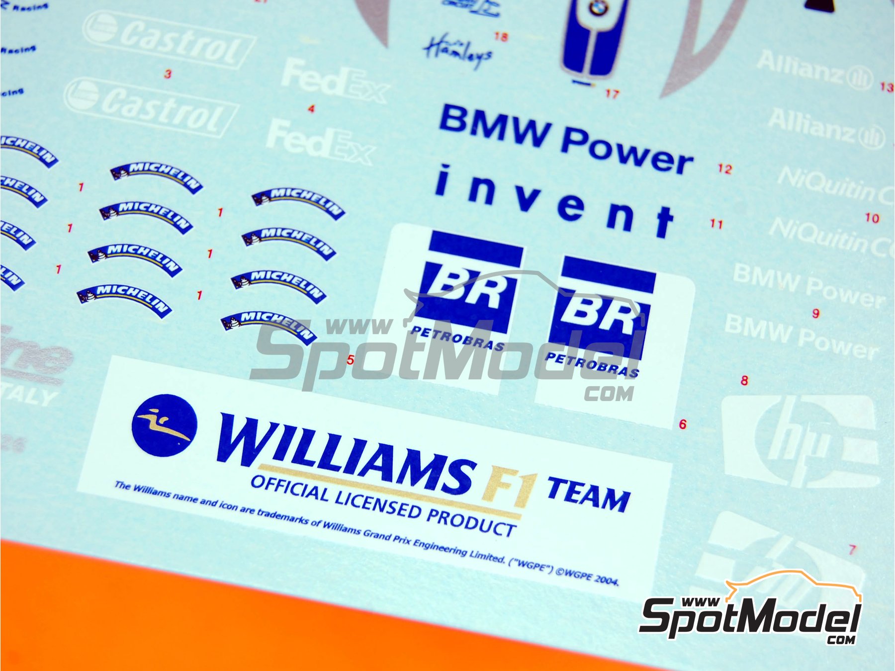 Image 2: Williams BMW FW26 Equipo Williams Grand Prix Engineering patrocinado por HP - Gran Premio de Formula 1 de M&oacute;naco 2004 | Decoraci&oacute;n en escala&nbsp;1/43 fabricado por Tameo Kits (ref.&nbsp;DK-SLK012)
