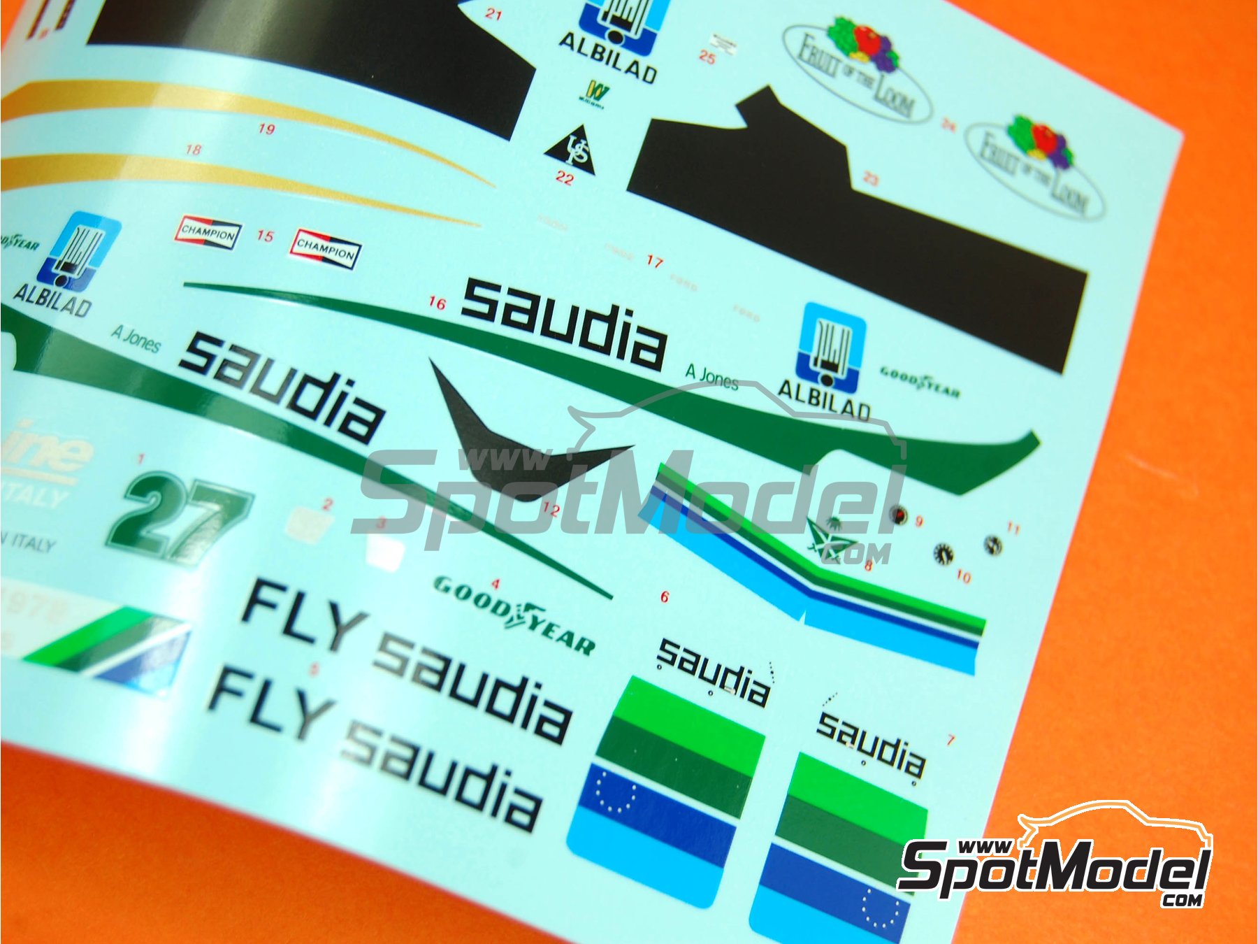 Image 2: Williams Ford FW06 Equipo Williams Grand Prix Engineering patrocinado por Fly Saudia - Gran Premio Watkins Glen USA East 1978 | Decoraci&oacute;n en escala&nbsp;1/43 fabricado por Tameo Kits (ref.&nbsp;DK-SLK042)