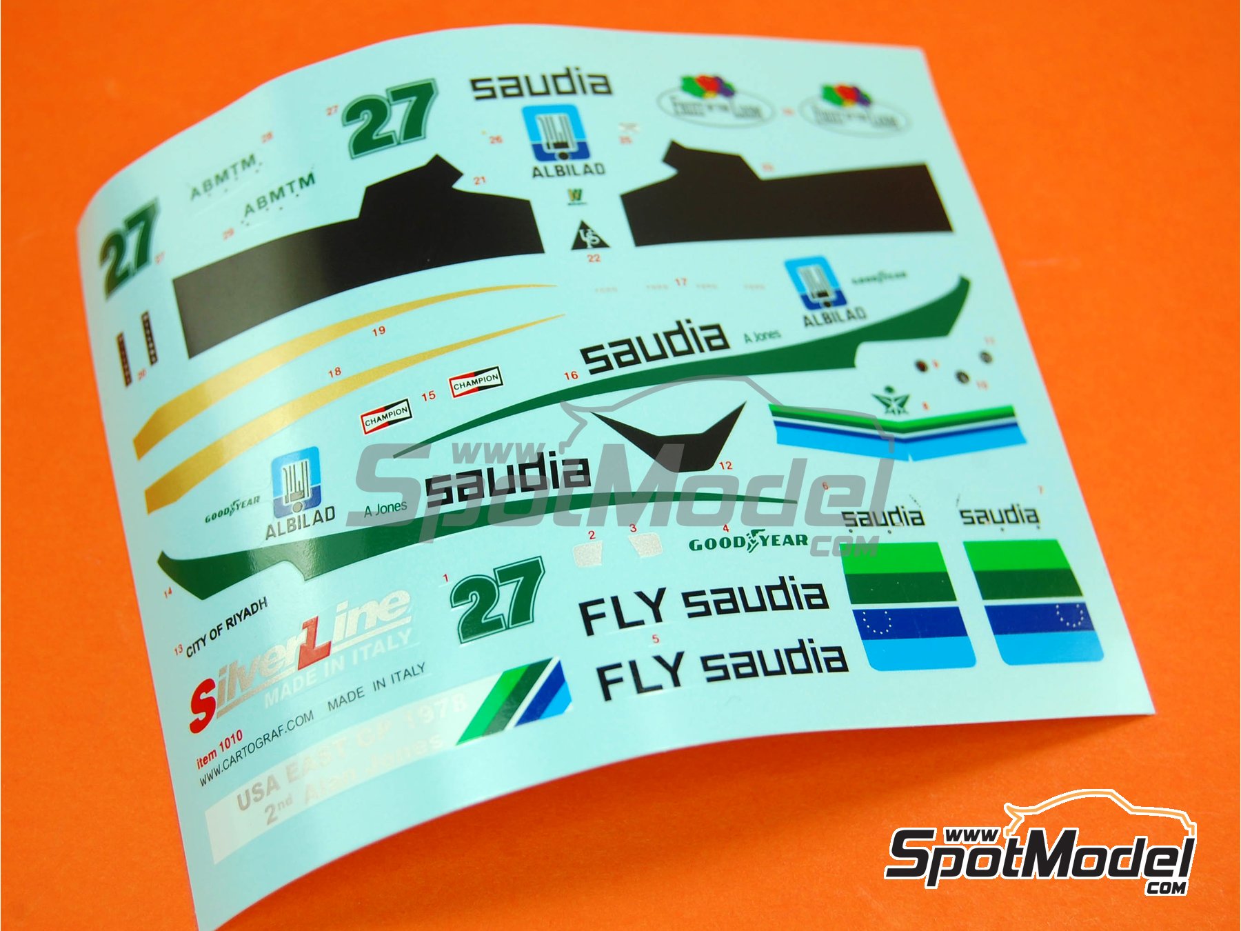 Image 3: Williams Ford FW06 Equipo Williams Grand Prix Engineering patrocinado por Fly Saudia - Gran Premio Watkins Glen USA East 1978 | Decoraci&oacute;n en escala&nbsp;1/43 fabricado por Tameo Kits (ref.&nbsp;DK-SLK042)