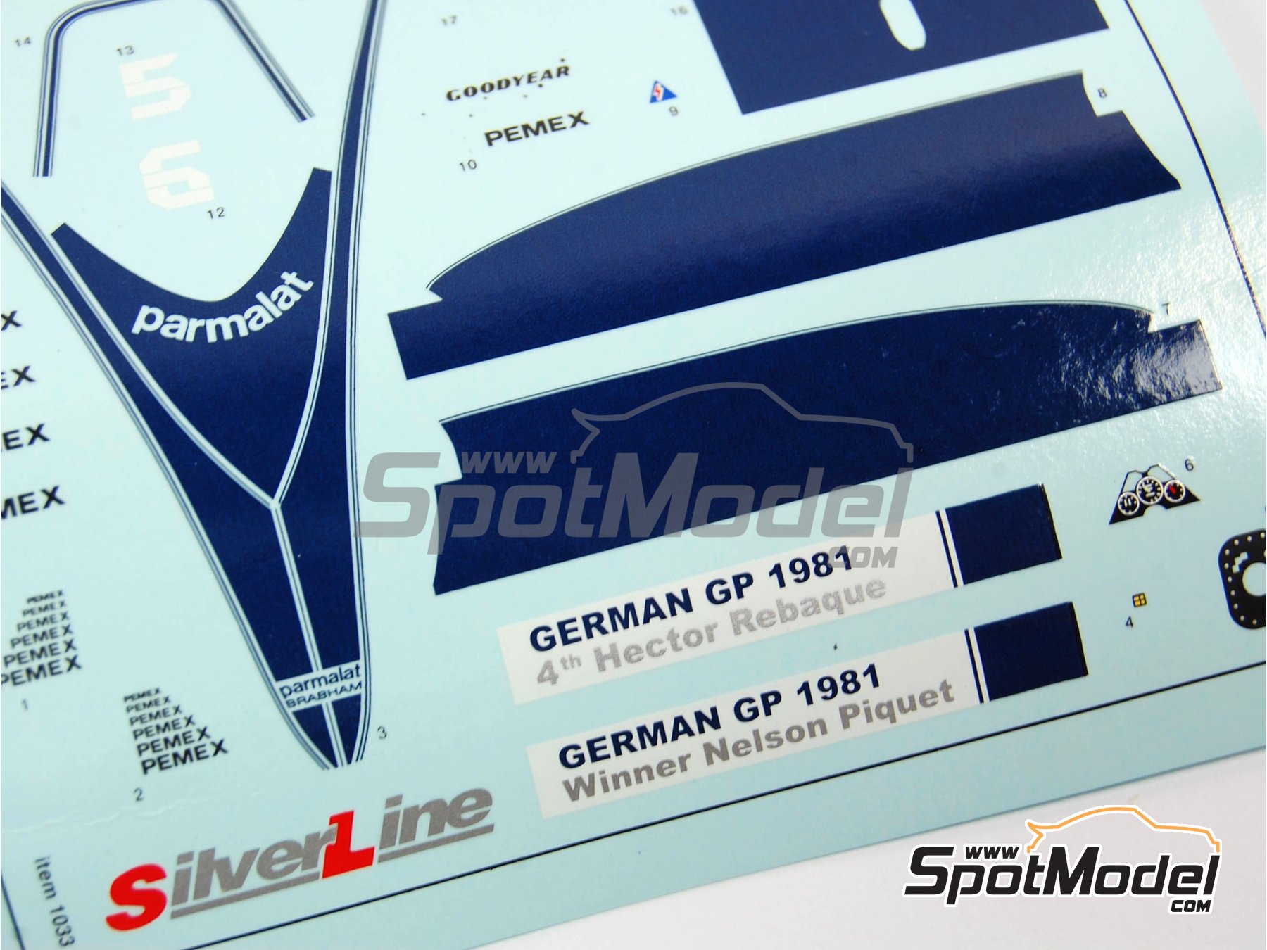 Brabham Ford BT49C Brabham Racing Organisation Team sponsored by Parmalat -  German Formula 1 Grand Prix 1981. Marking / livery in 1/43 scale manufactu