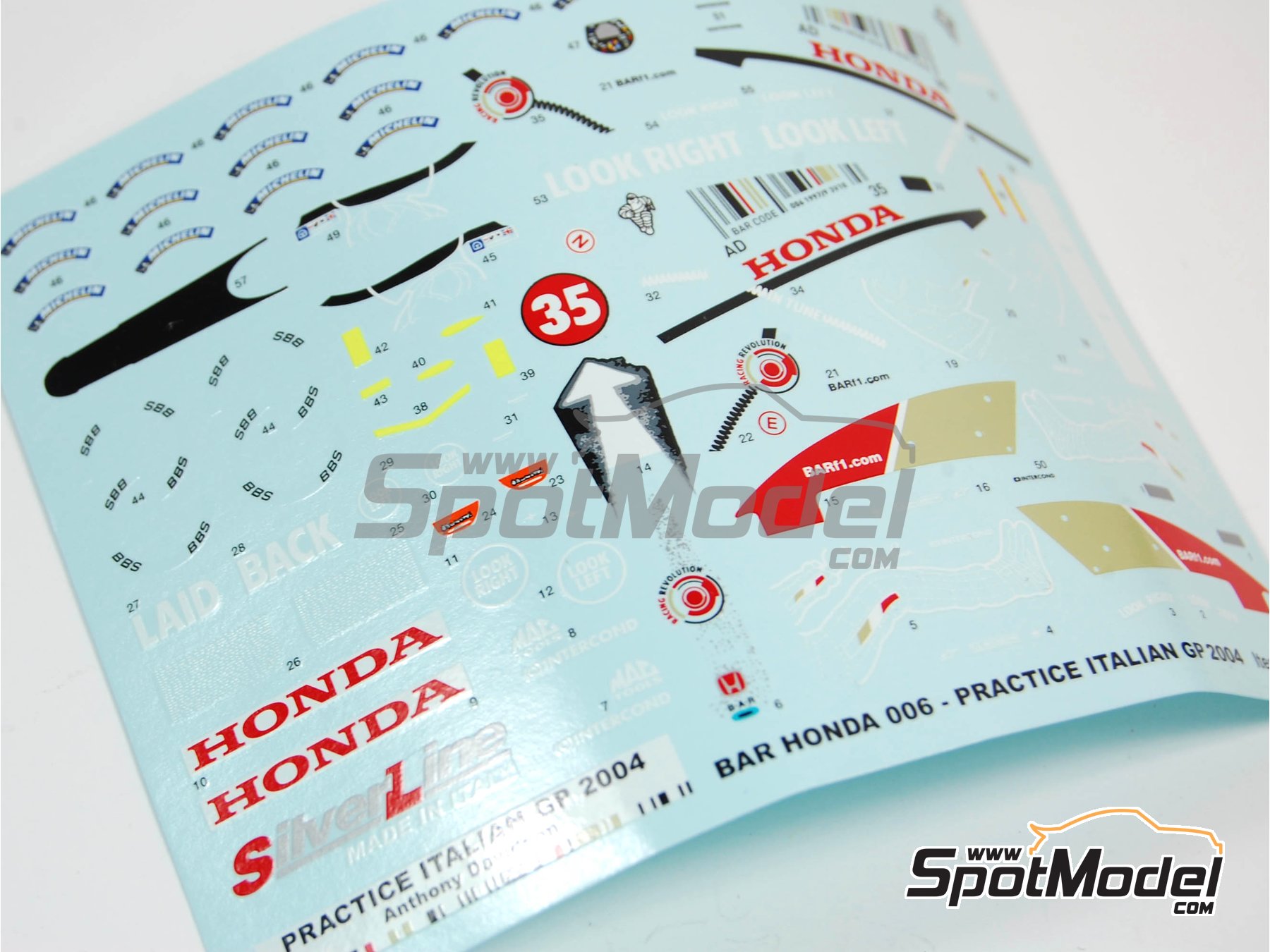 Image 1: BAR Honda 006 British American Racing Team sponsored by Lucky Strike - Italian Formula 1 Grand Prix 2004 | Marking / livery in 1/43 scale manufactured by Tameo Kits (ref.&nbsp;DK-SLK083)