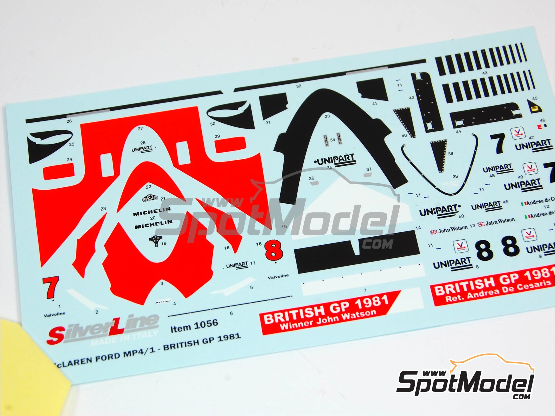 Image 1: McLaren Ford MP4/1 Equipo McLaren Racing Limited patrocinado por Marlboro - Gran Premio de F&oacute;rmula 1 de Inglaterra 1981 | Decoraci&oacute;n en escala&nbsp;1/43 fabricado por Tameo Kits (ref.&nbsp;DK-SLK085)
