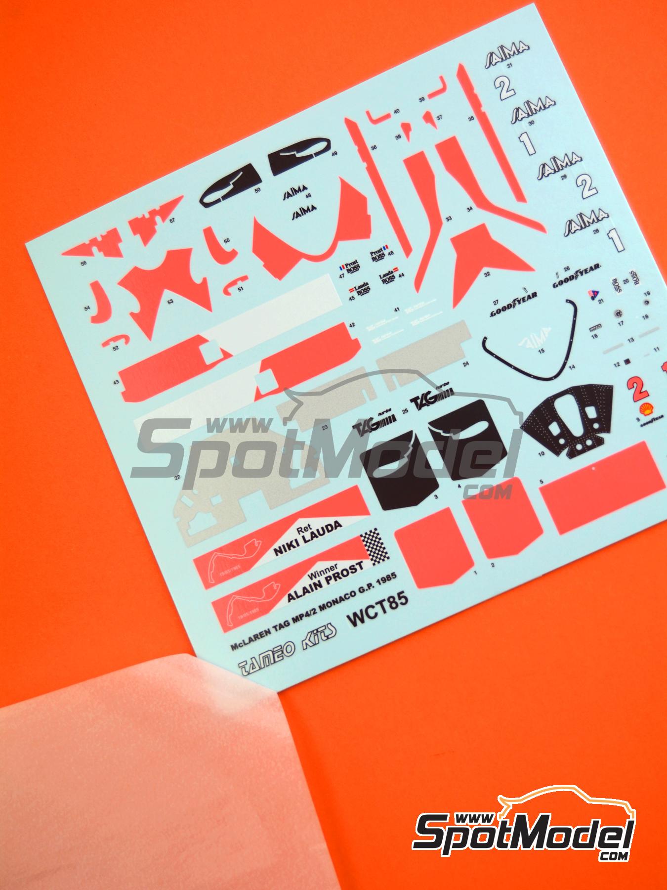 McLaren TAG Porsche MP4/2B McLaren Racing Limited Team sponsored by Marlboro -  1985 | Marking / livery in 1/43 scale manufactured by Tameo Kits (ref. DK-WCT085) image