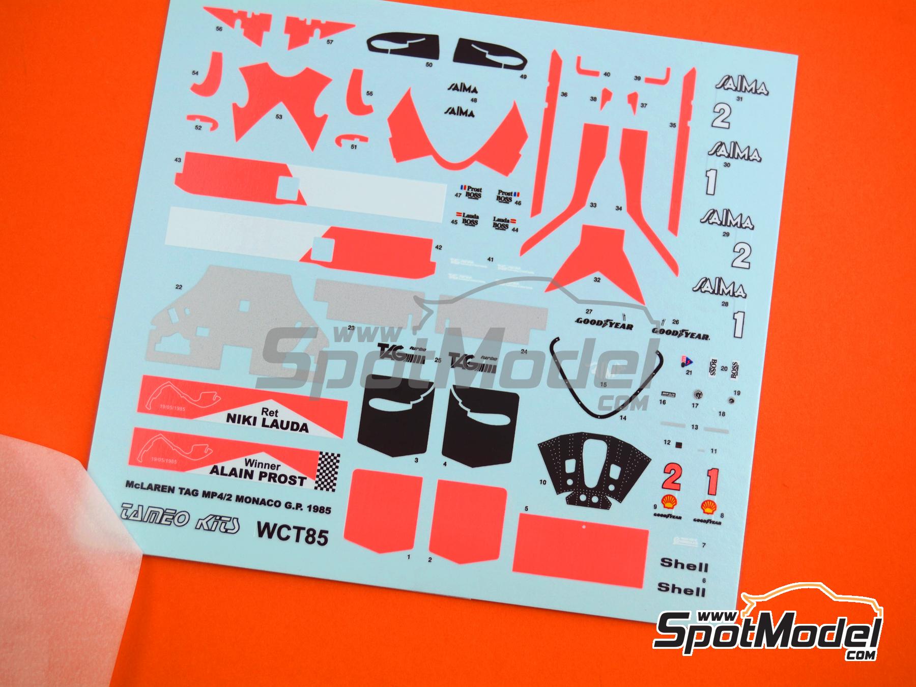 Image 1: McLaren TAG Porsche MP4/2B McLaren Racing Limited Team sponsored by Marlboro -  1985 | Marking / livery in 1/43 scale manufactured by Tameo Kits (ref. DK-WCT085)