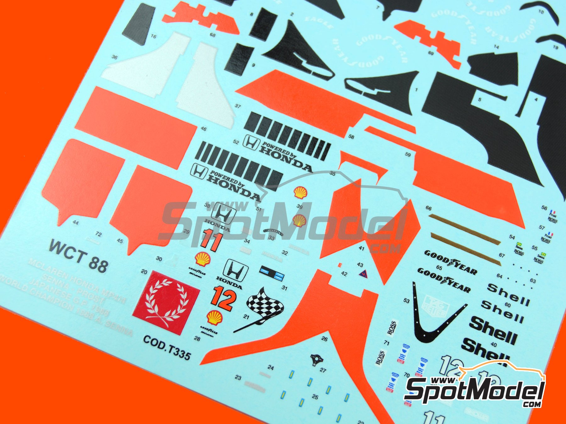 Image 4: McLaren Honda MP4/4 Equipo McLaren Racing Limited patrocinado por Marlboro - Gran Premio de F&oacute;rmula 1 de Jap&oacute;n 1988 | Decoraci&oacute;n en escala&nbsp;1/43 fabricado por Tameo Kits (ref.&nbsp;DK-WCT088)