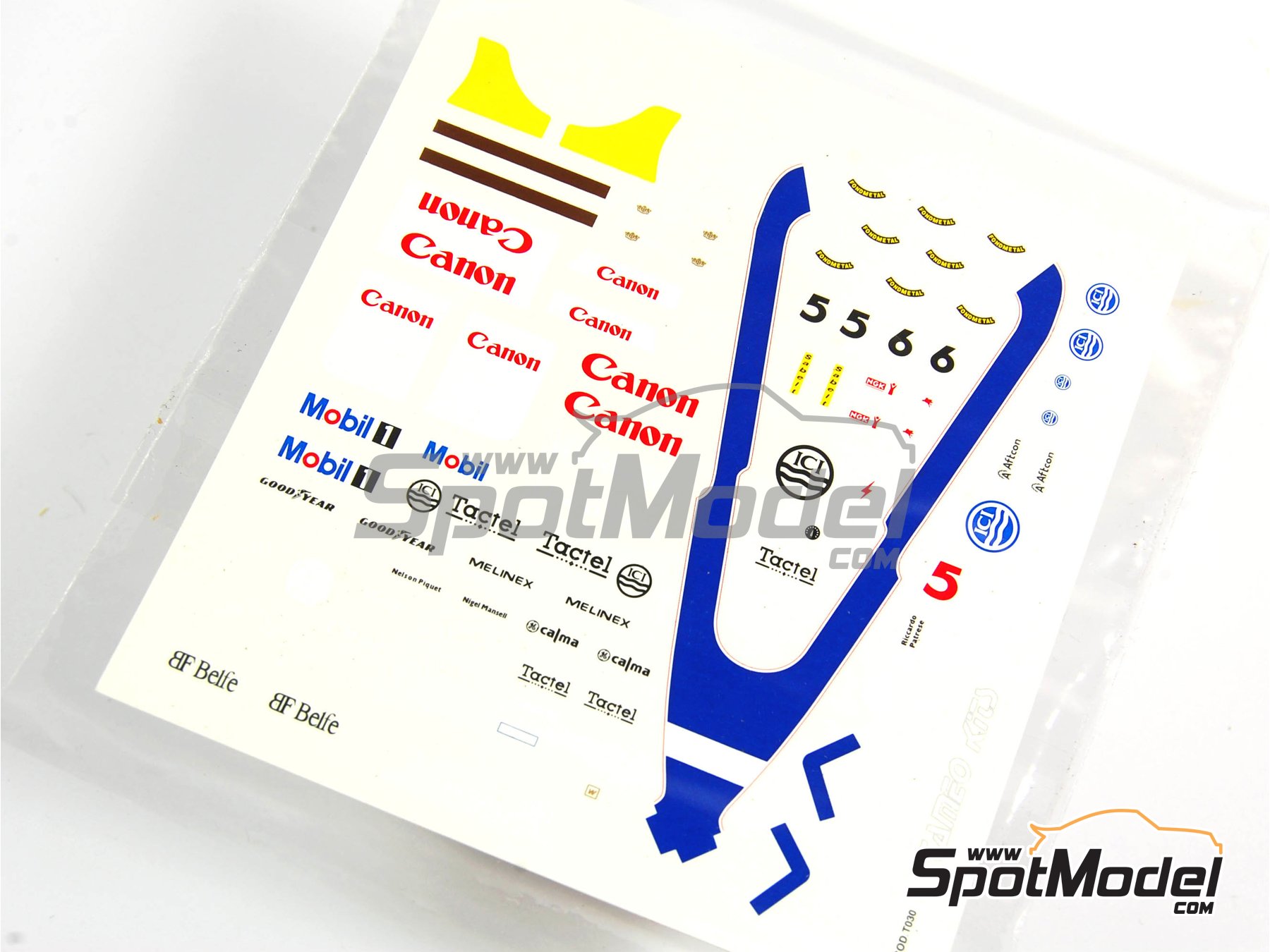 Image 3: Williams Honda FW11b Equipo Williams Grand Prix Engineering patrocinado por Canon - Gran Premio de F&oacute;rmula 1 de San Marino 1987 | Decoraci&oacute;n en escala&nbsp;1/43 fabricado por Tameo Kits (ref.&nbsp;DK054)