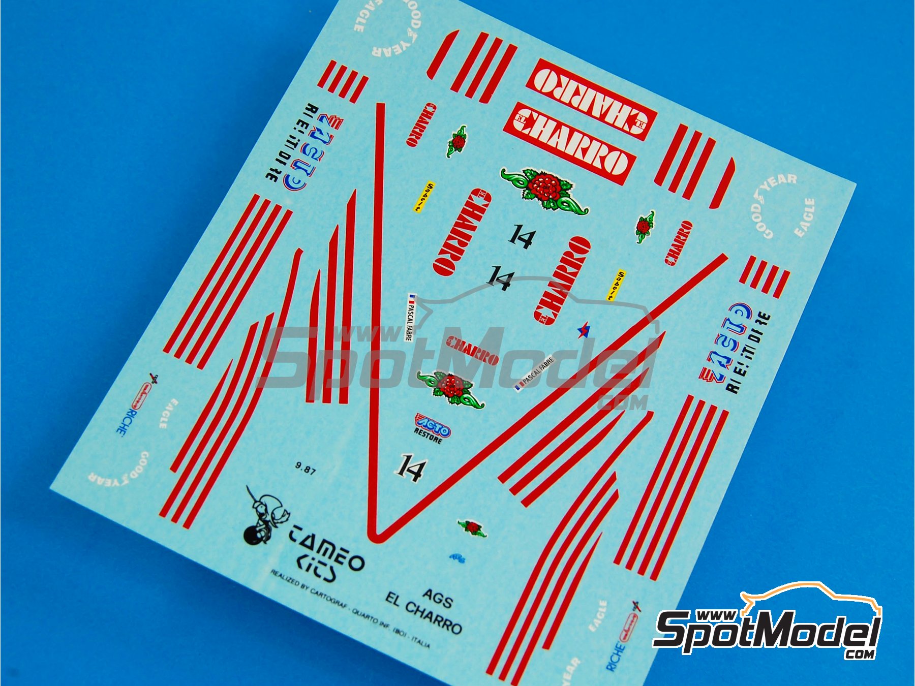 Image 1: AGS Cosworth JH22 sponsored by Charro - Monaco Formula 1 Grand Prix 1987 | Marking / livery in 1/43 scale manufactured by Tameo Kits (ref.&nbsp;DK059)