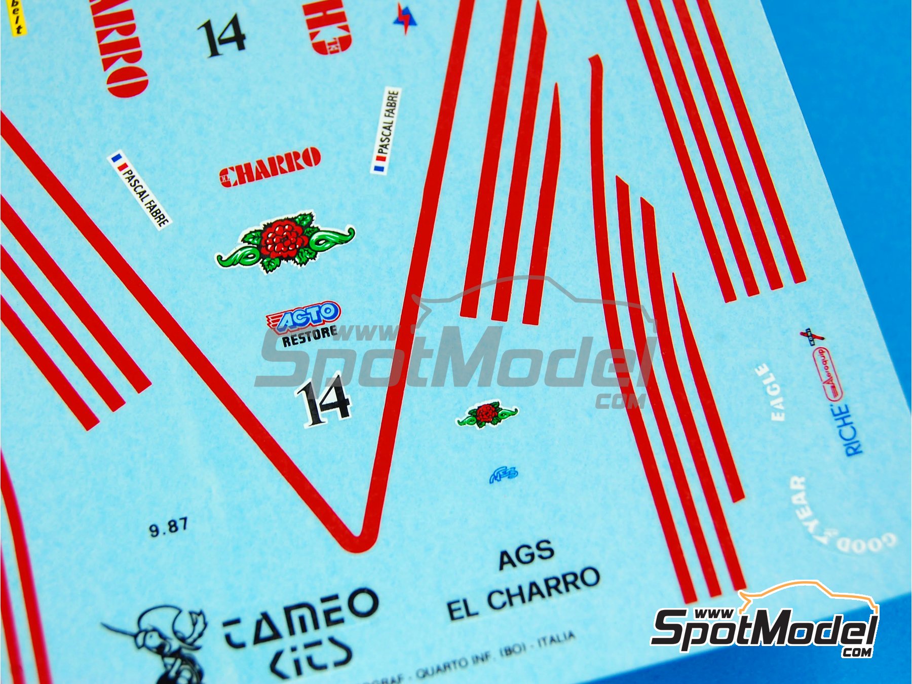 Image 3: AGS Cosworth JH22 sponsored by Charro - Monaco Formula 1 Grand Prix 1987 | Marking / livery in 1/43 scale manufactured by Tameo Kits (ref.&nbsp;DK059)