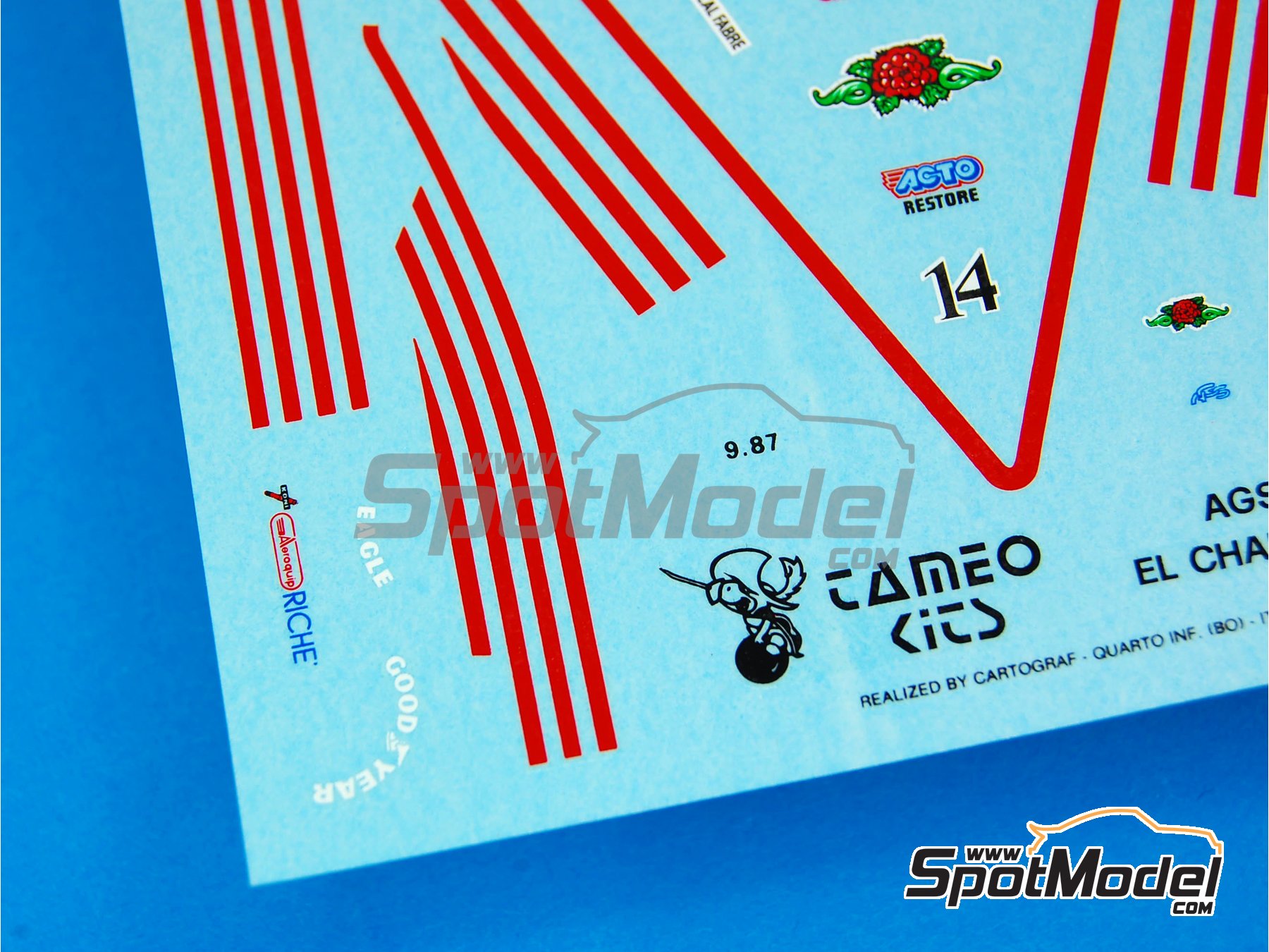 Image 4: AGS Cosworth JH22 sponsored by Charro - Monaco Formula 1 Grand Prix 1987 | Marking / livery in 1/43 scale manufactured by Tameo Kits (ref.&nbsp;DK059)