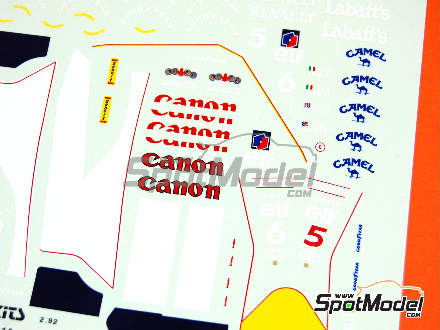 Image 3: Williams Renault FW14 Williams Grand Prix Engineering Team sponsored by Canon Camel - Italian Formula 1 Grand Prix 1991 | Marking / livery in 1/43 scale manufactured by Tameo Kits (ref.&nbsp;DK148)