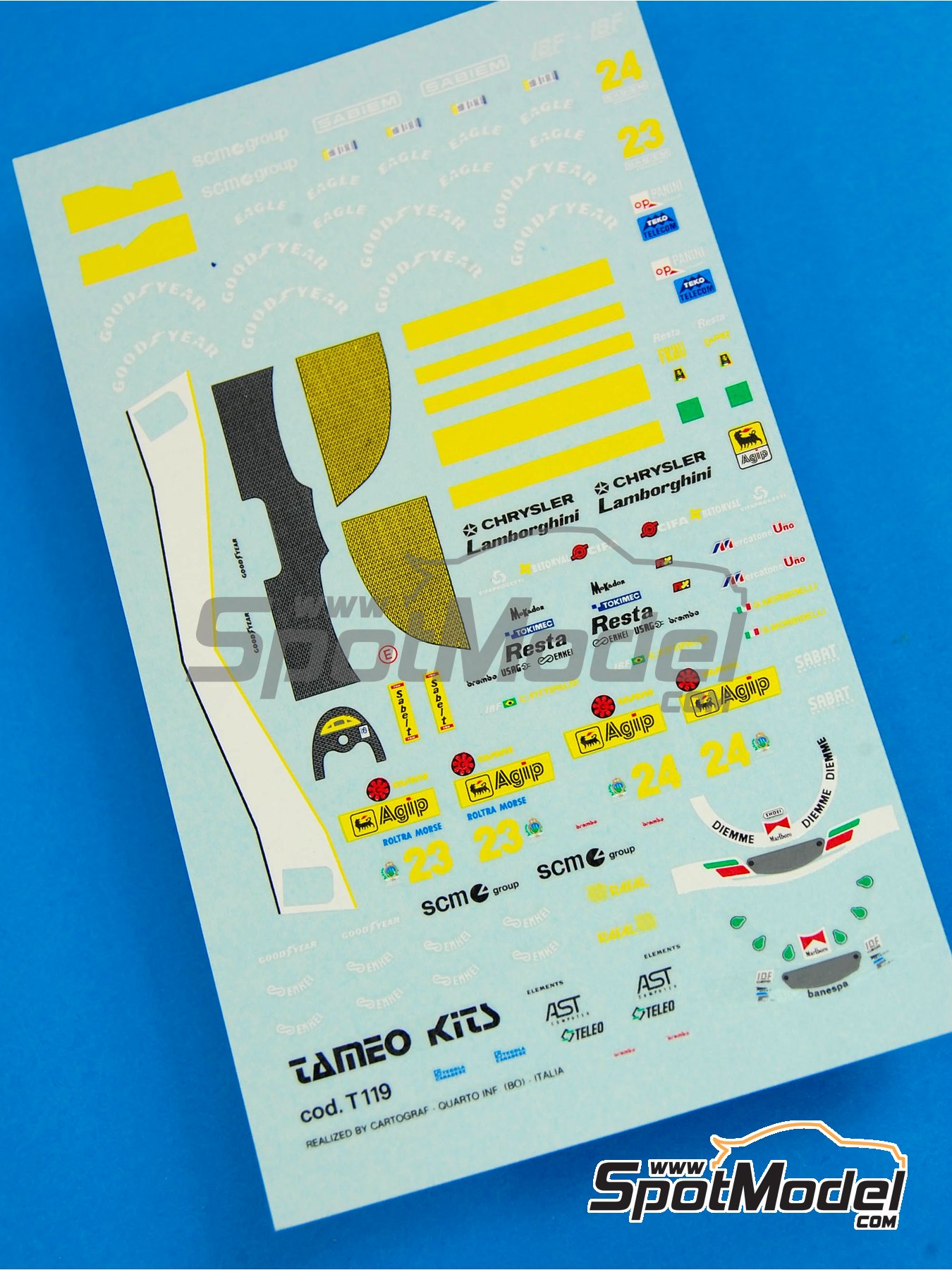 Minardi Lamborghini M191b Equipo Minardi F1 patrocinado por Agip - Gran Premio de Fórmula 1 de Sudáfrica 1992 | Decoración en escala 1/43 fabricado por Tameo Kits (ref. DK154) image