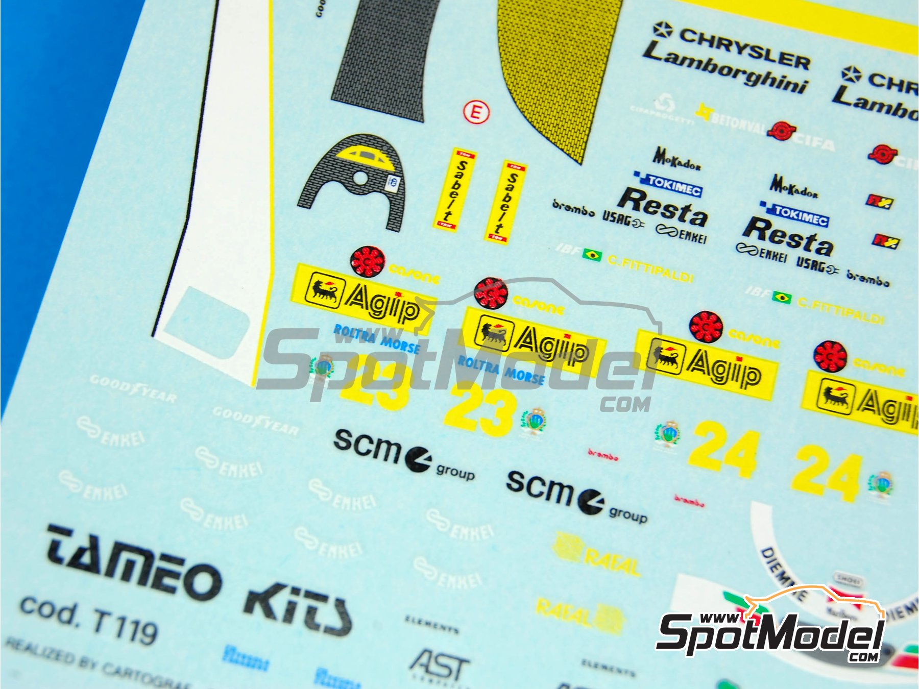 Image 3: Minardi Lamborghini M191b Equipo Minardi F1 patrocinado por Agip - Gran Premio de Fórmula 1 de Sudáfrica 1992 | Decoración en escala 1/43 fabricado por Tameo Kits (ref. DK154)