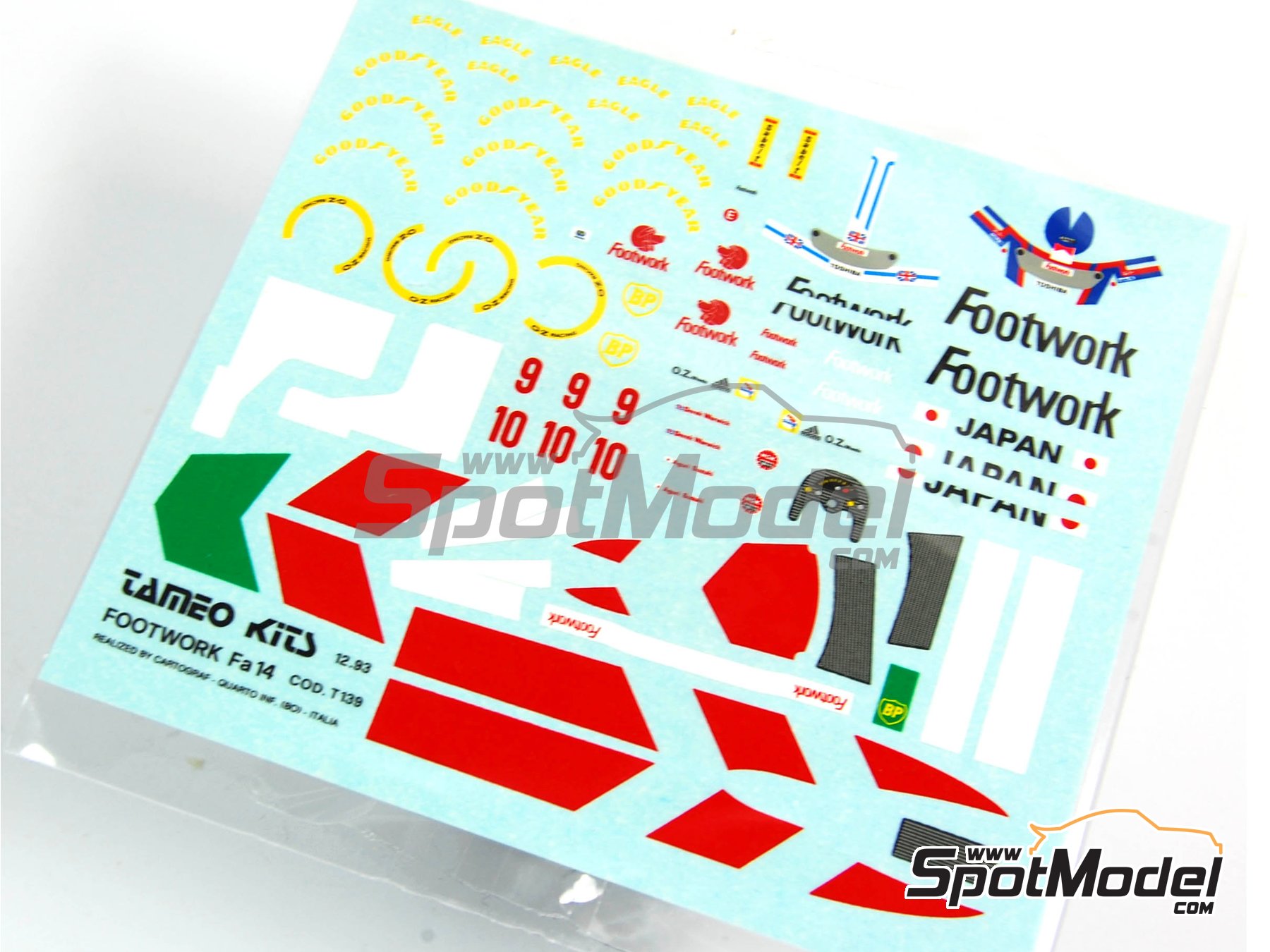 Tameo Kits DK172: Marking / livery 1/43 scale - Footwork Mugen Fa14  Footwork Team sponsored by Footwork #9, 10 - Aguri Suzuki (JP), Derek  Warwick (GB) - French Formula 1 Grand Prix