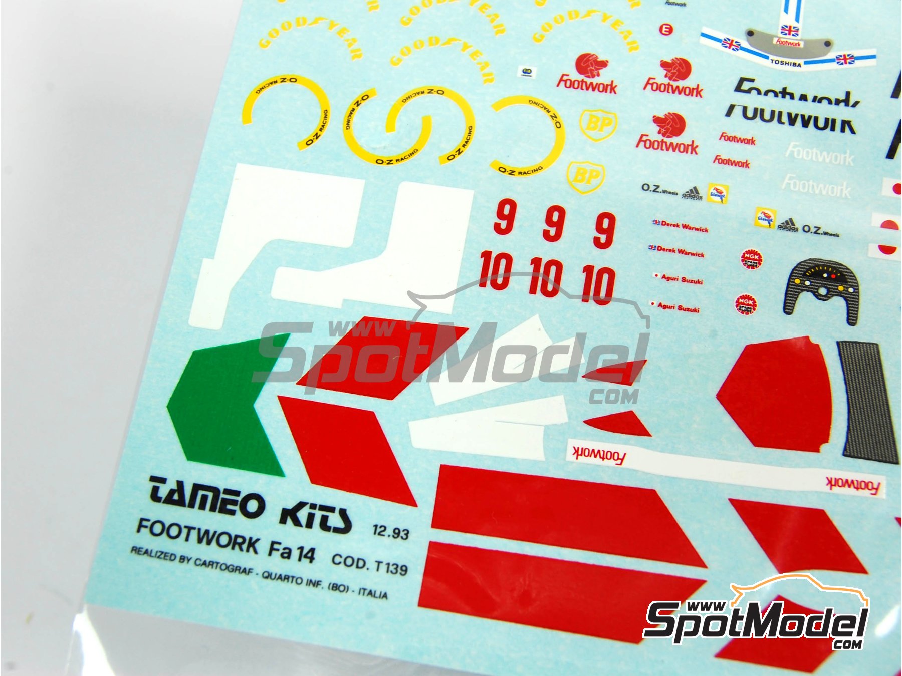 Image 3: Footwork Mugen Fa14 Equipo Footwork patrocinado por Footwork - Gran Premio de F&oacute;rmula 1 de Francia 1993 | Decoraci&oacute;n en escala&nbsp;1/43 fabricado por Tameo Kits (ref.&nbsp;DK172)
