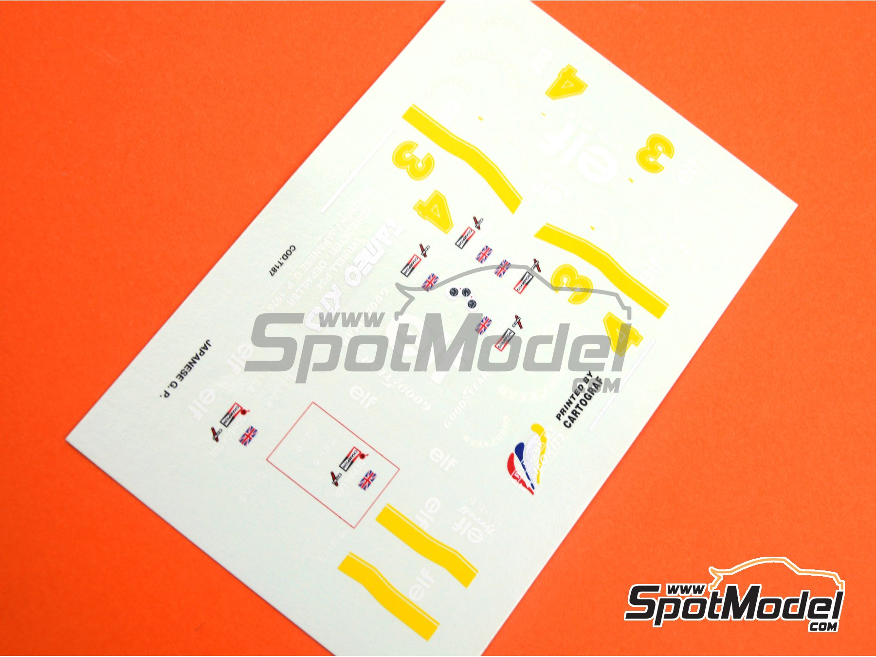 Image 1: Tyrrell Ford P34 Six Wheels Tyrrell Racing Team sponsored by ELF - Japanese Formula 1 Grand Prix 1976 | Marking / livery in 1/43 scale manufactured by Tameo Kits (ref.&nbsp;DK222)