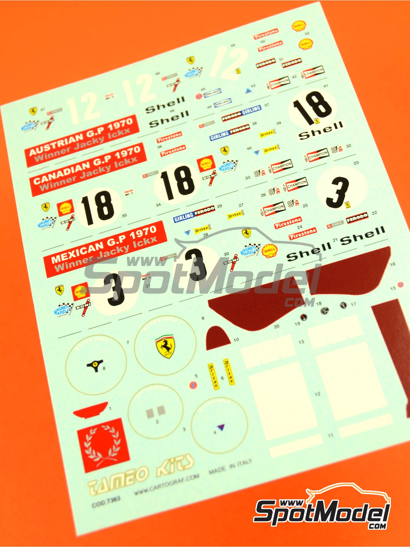 Tameo Kits DK366: Marking / livery 1/43 scale - Ferrari 312B Scuderia ...